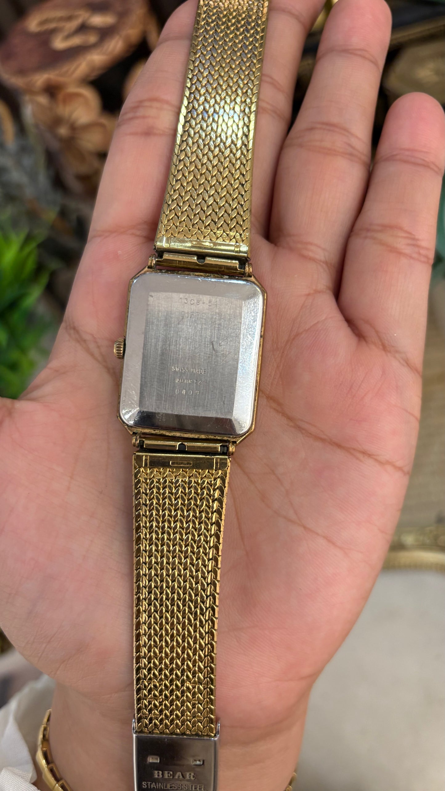 Rare Vintage Fortune Geneve Swiss Mens Tank Dress Watch in Gold Tone Quartz