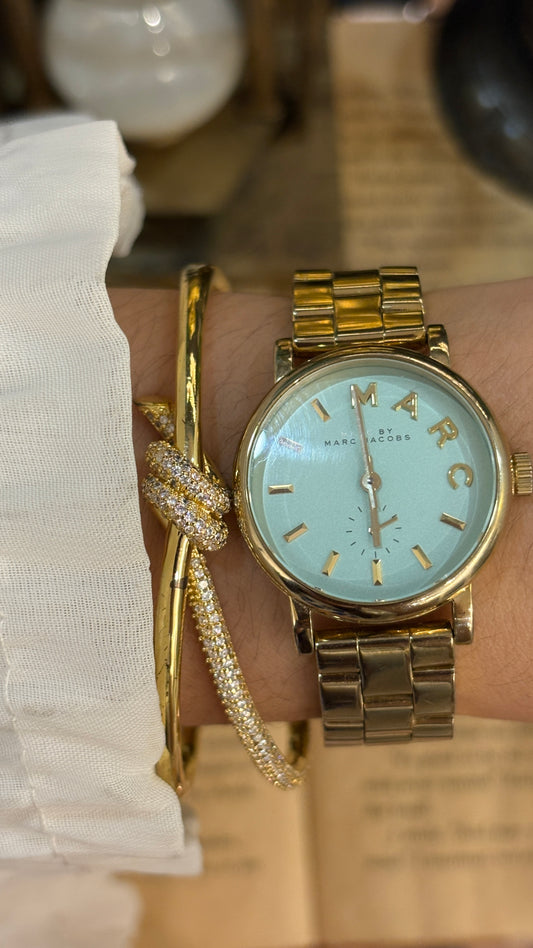Vintage Marc by Marc Jacobs Classic Watch in Gold Tone Tiffany Blue Dial Quartz