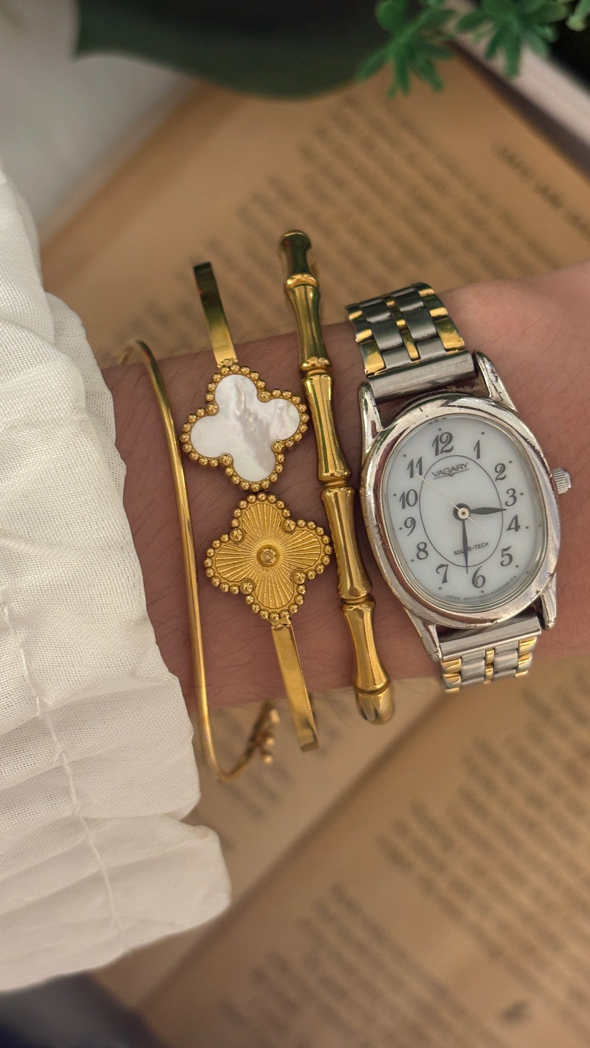 Vintage Vagary Solartech Oval Dial Classic Watch in Two-Tone Quartz