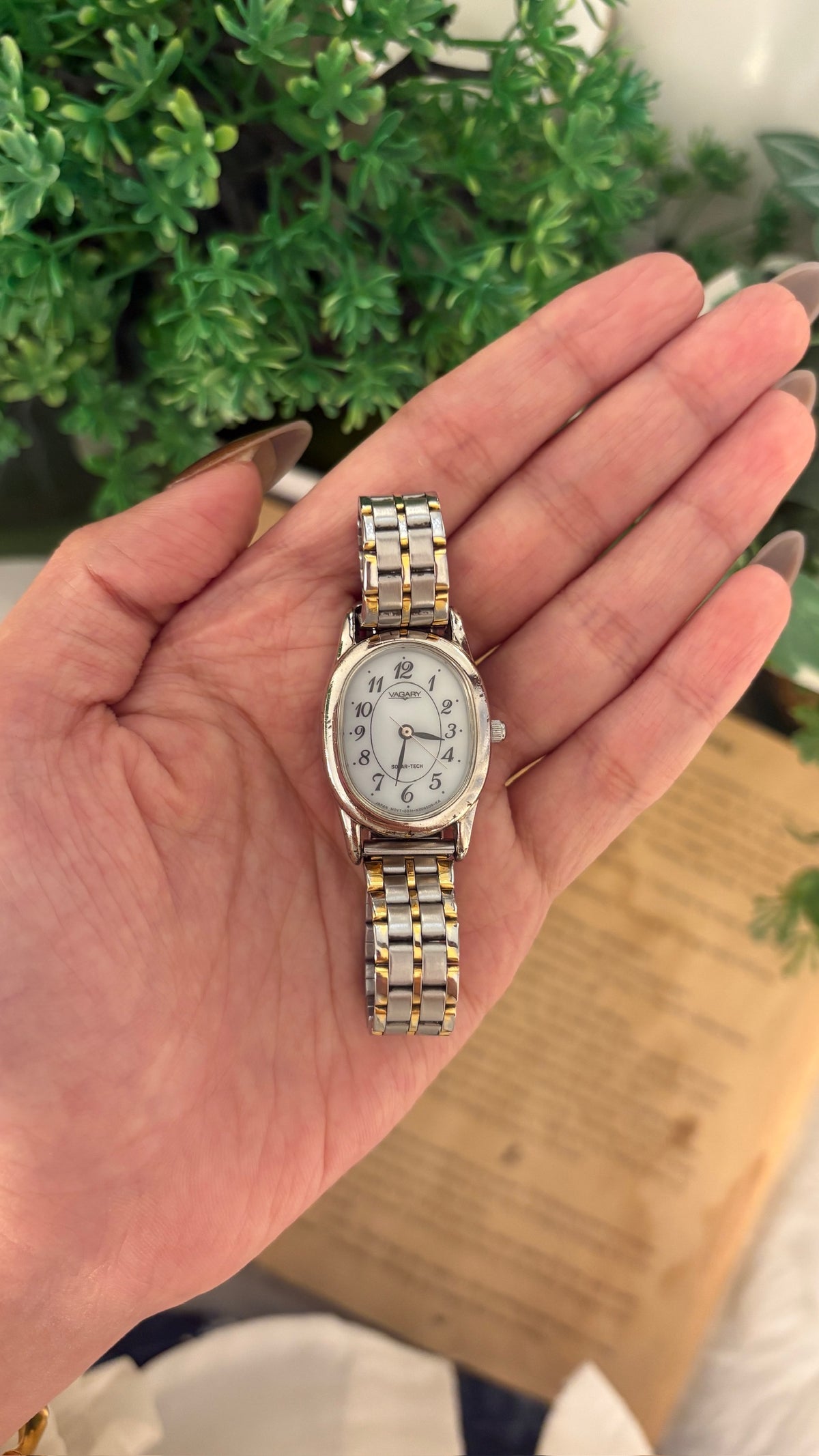 Vintage Vagary Solartech Oval Dial Classic Watch in Two-Tone Quartz