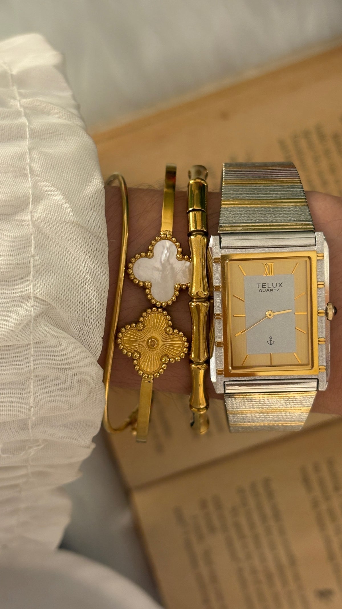 Vintage Telux Mens Tank Watch in Two-Tone Quartz