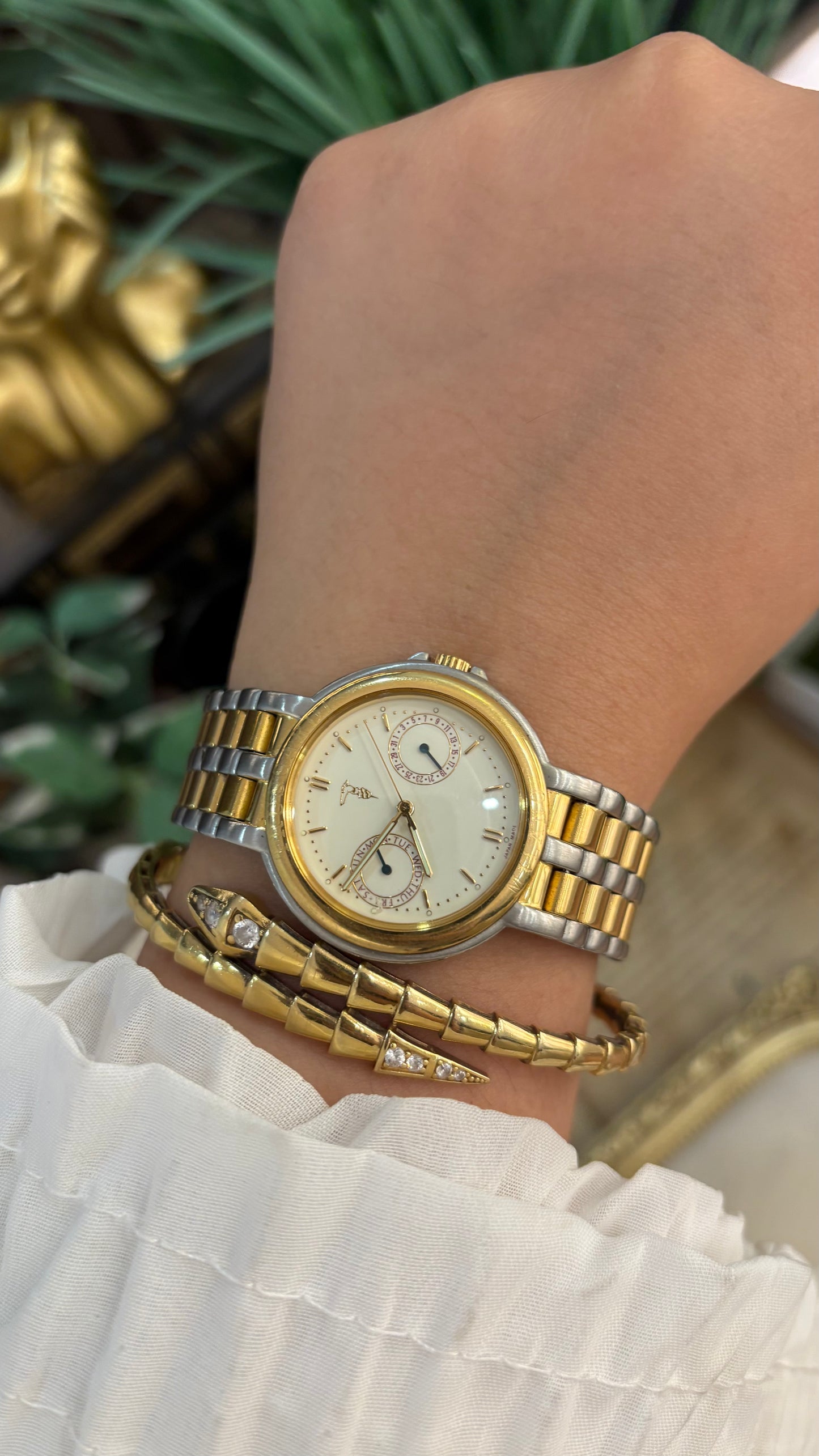 Rare Vintage Trussardi Milano Chrono Watch in Two-Tone Quartz