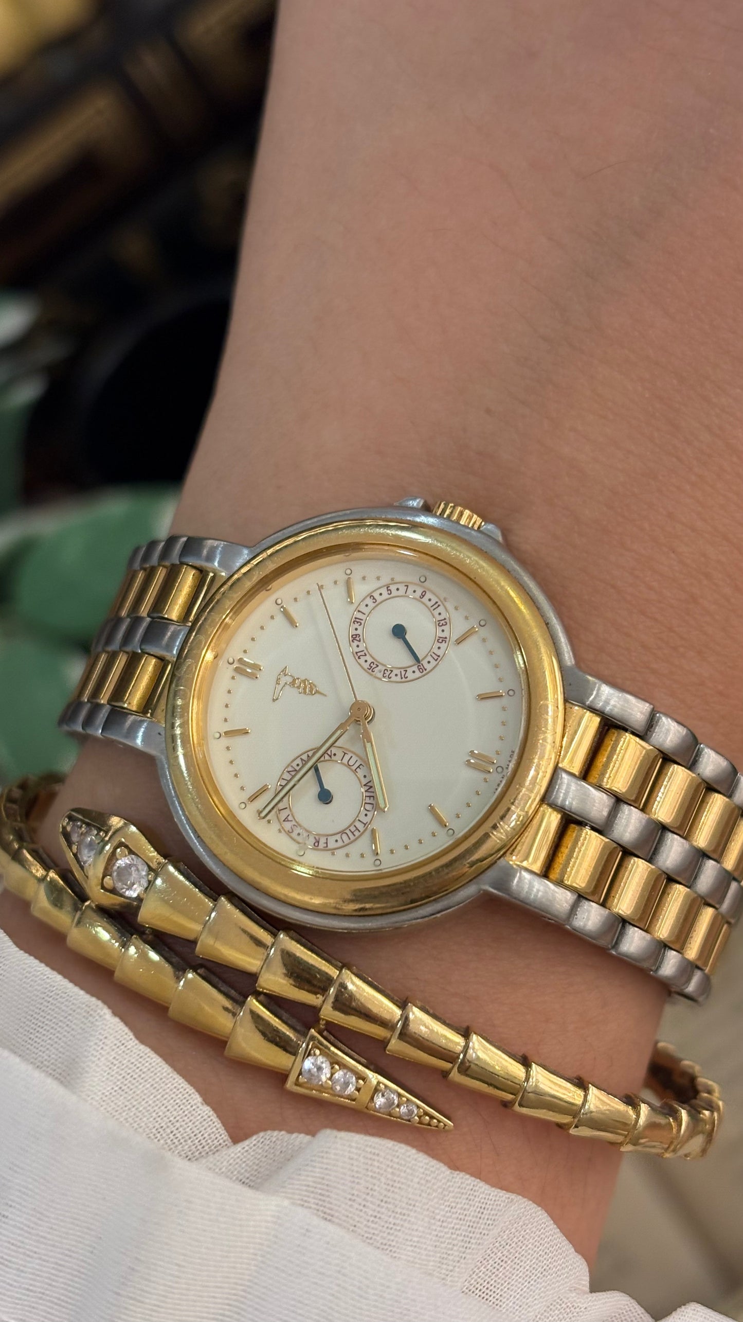 Rare Vintage Trussardi Milano Chrono Watch in Two-Tone Quartz