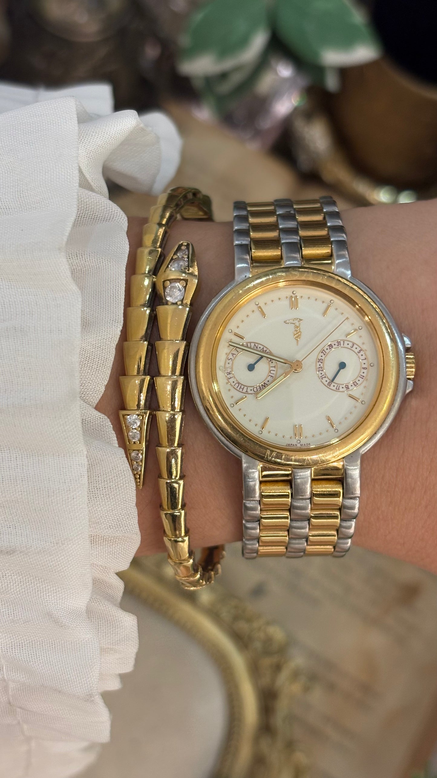 Rare Vintage Trussardi Milano Chrono Watch in Two-Tone Quartz