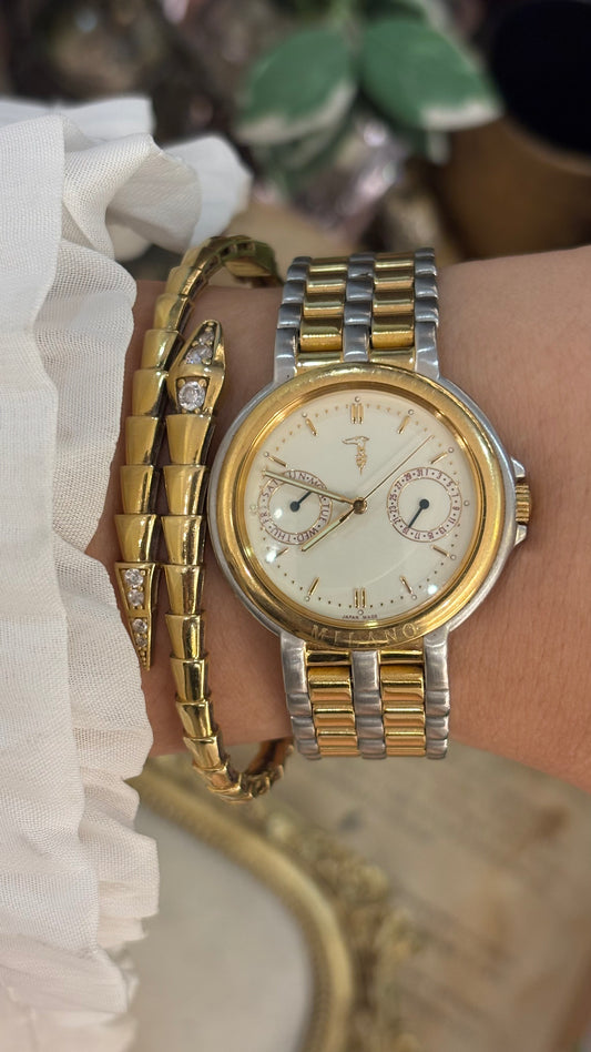Rare Vintage Trussardi Milano Chrono Watch in Two-Tone Quartz
