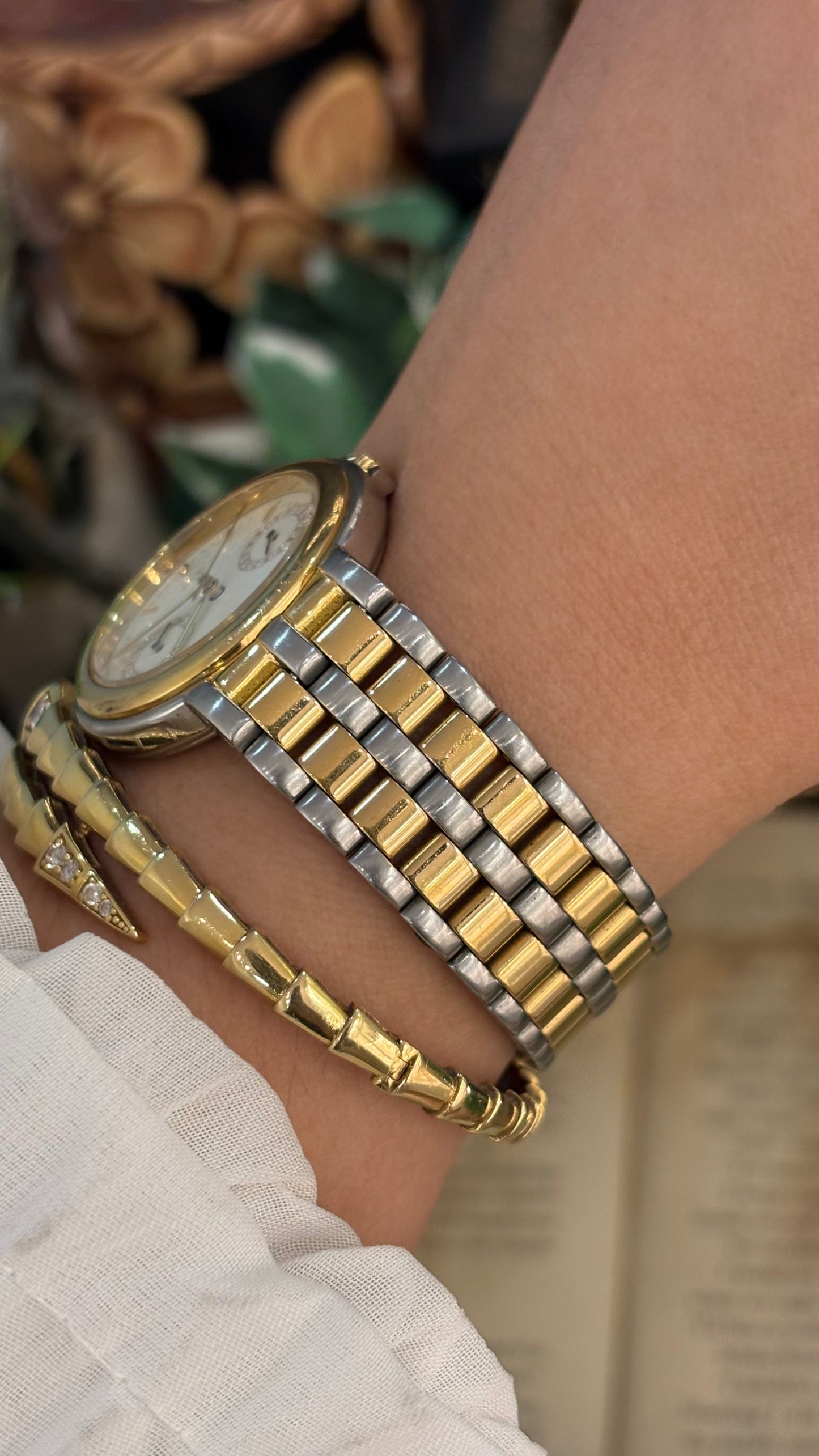 Rare Vintage Trussardi Milano Chrono Watch in Two-Tone Quartz