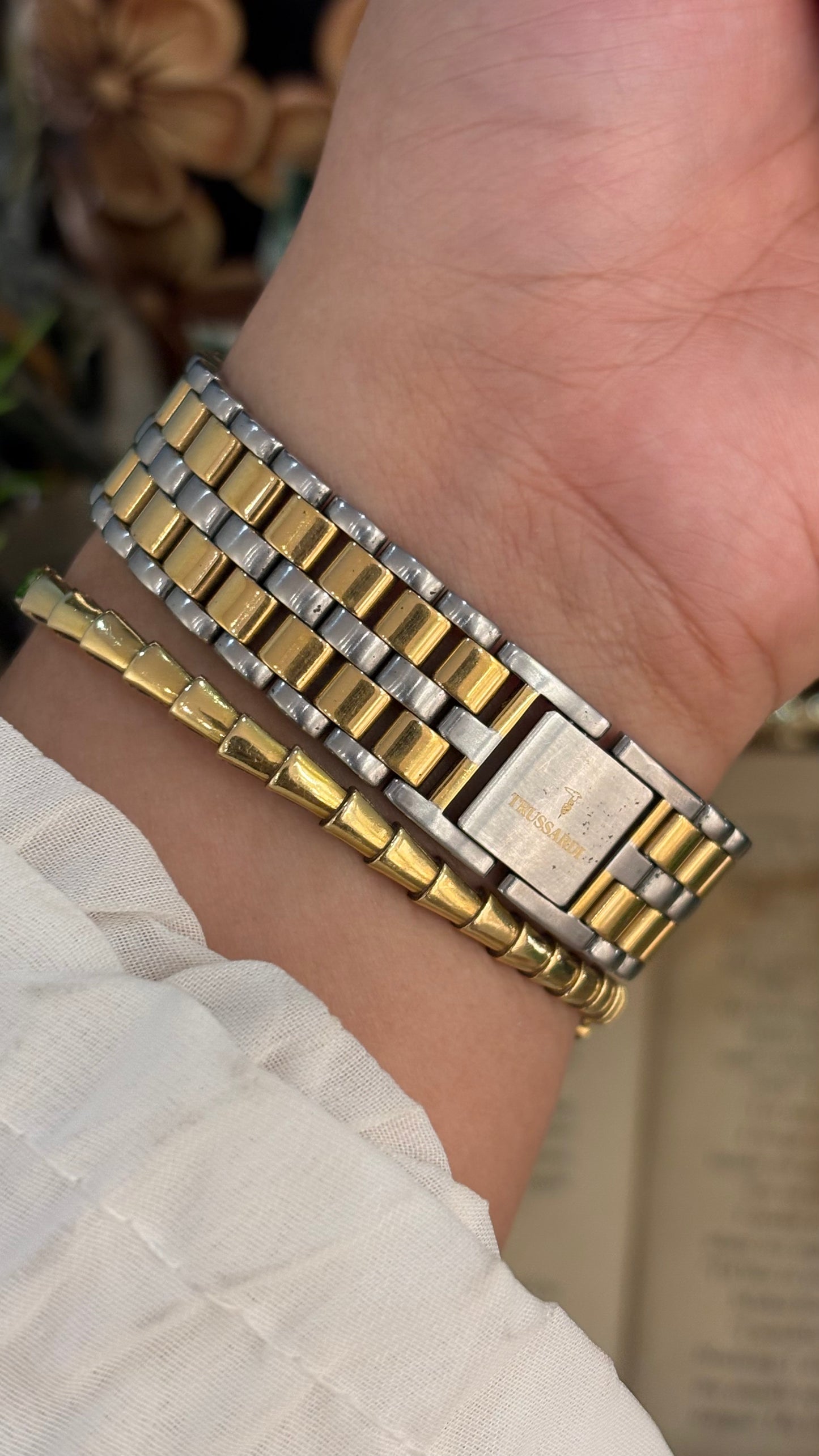 Rare Vintage Trussardi Milano Chrono Watch in Two-Tone Quartz