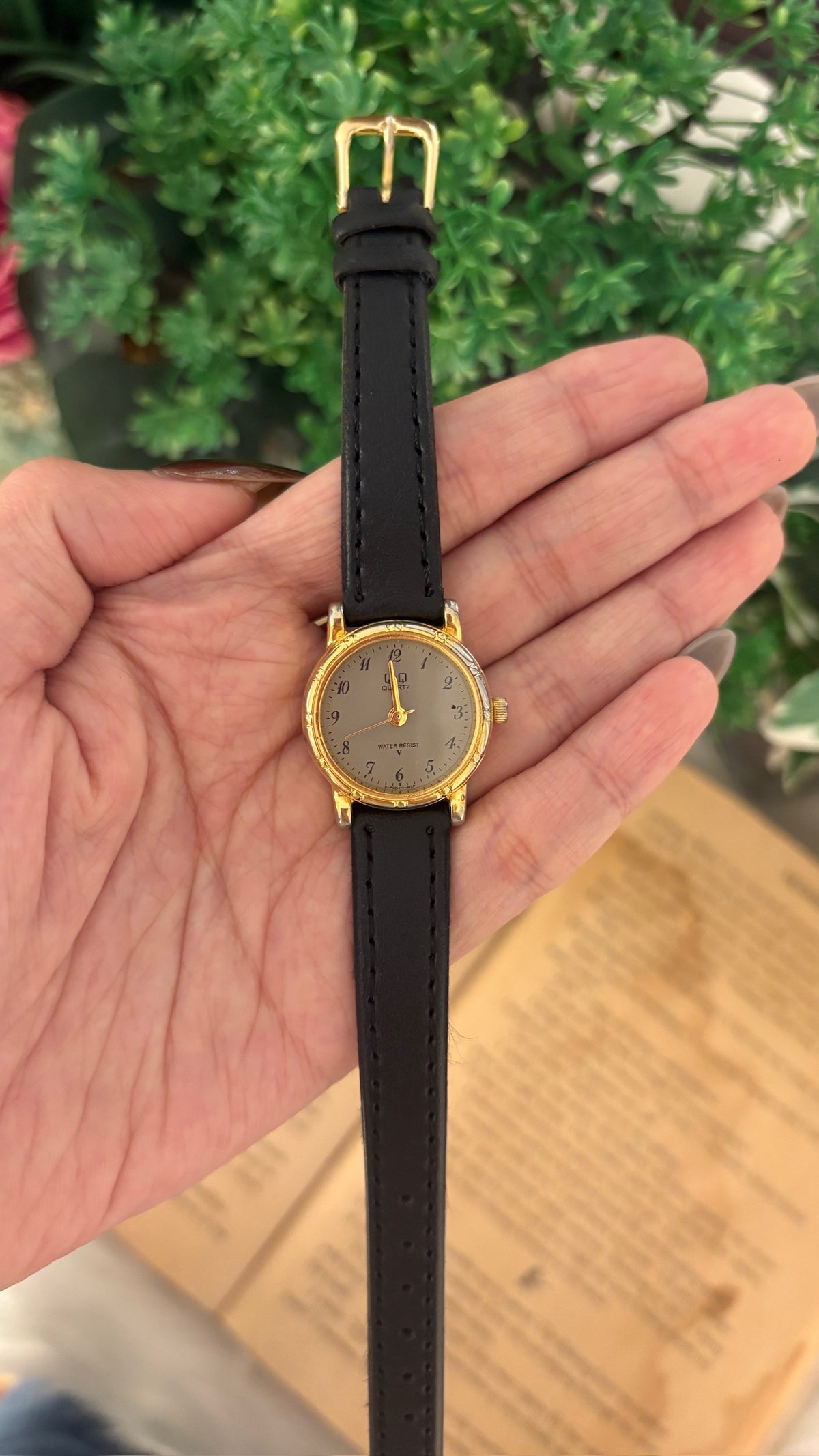 Vintage Q&Q Citizen Gray Dial Watch in Gold Tone Quartz