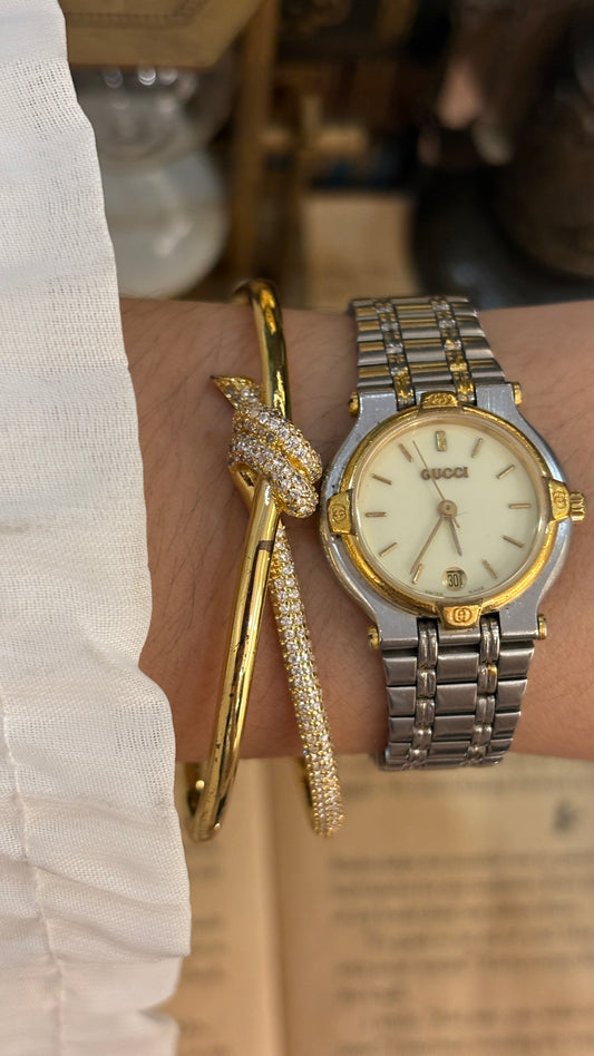 Vintage Gucci Swiss 9000L with Date Window Watch in Two-Tone Quartz