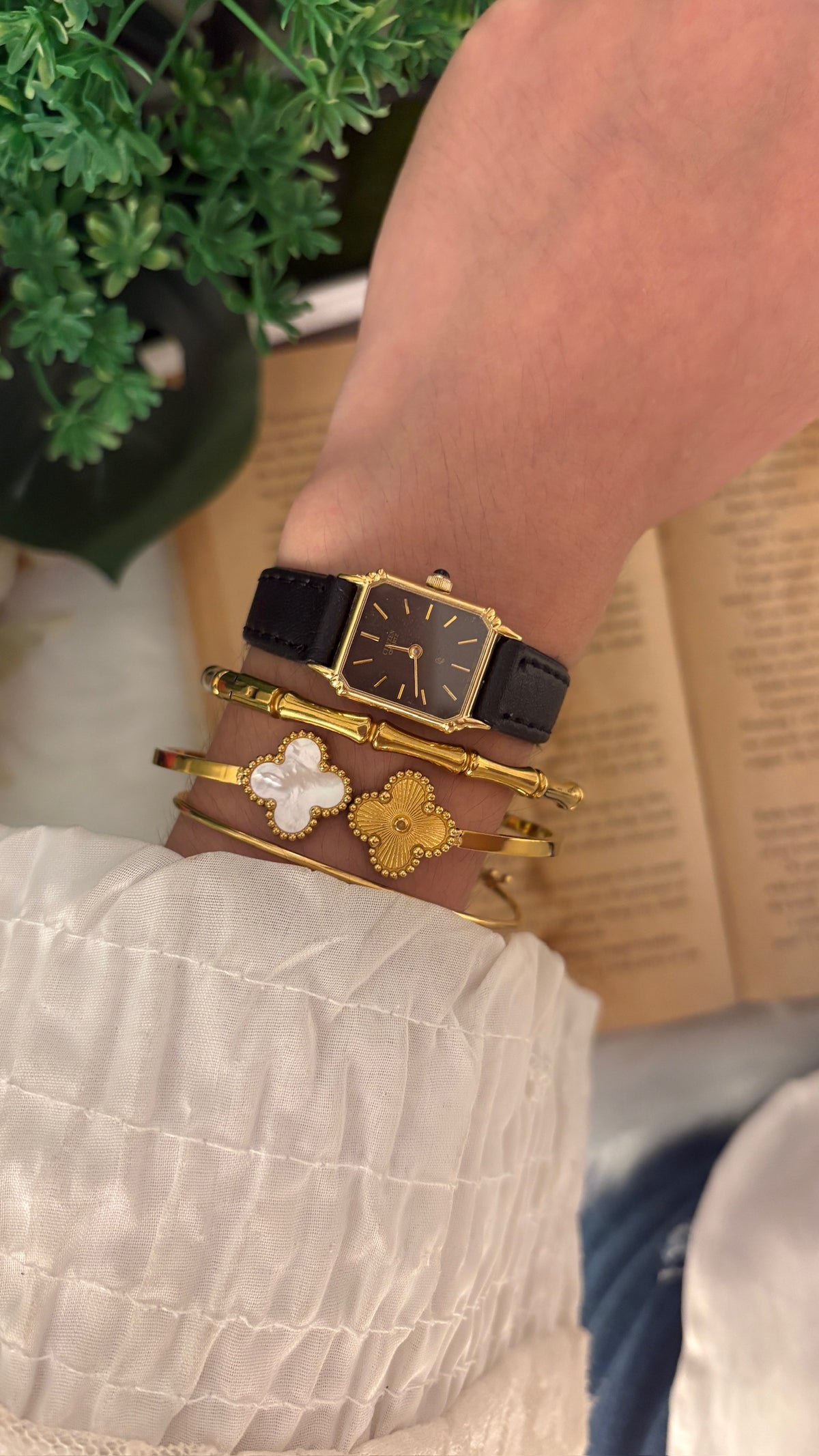 Rare Vintage Citizen Choco Brown Dial Tank Watch in Gold Tone Black Leather Quartz