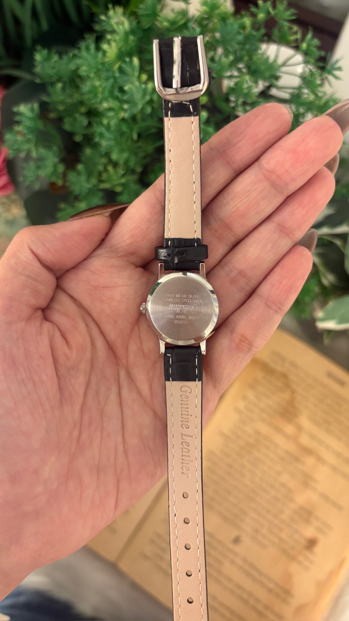 Vintage Anne Klein II Classic Watch in Silver Tone Black Leather Quartz
