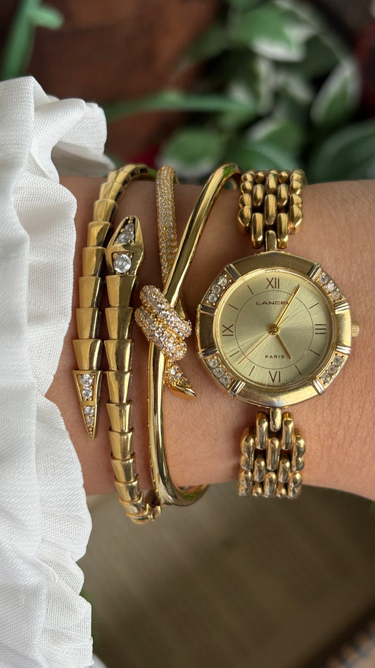Vintage Lancel Paris Watch in Gold Tone Sleek Design