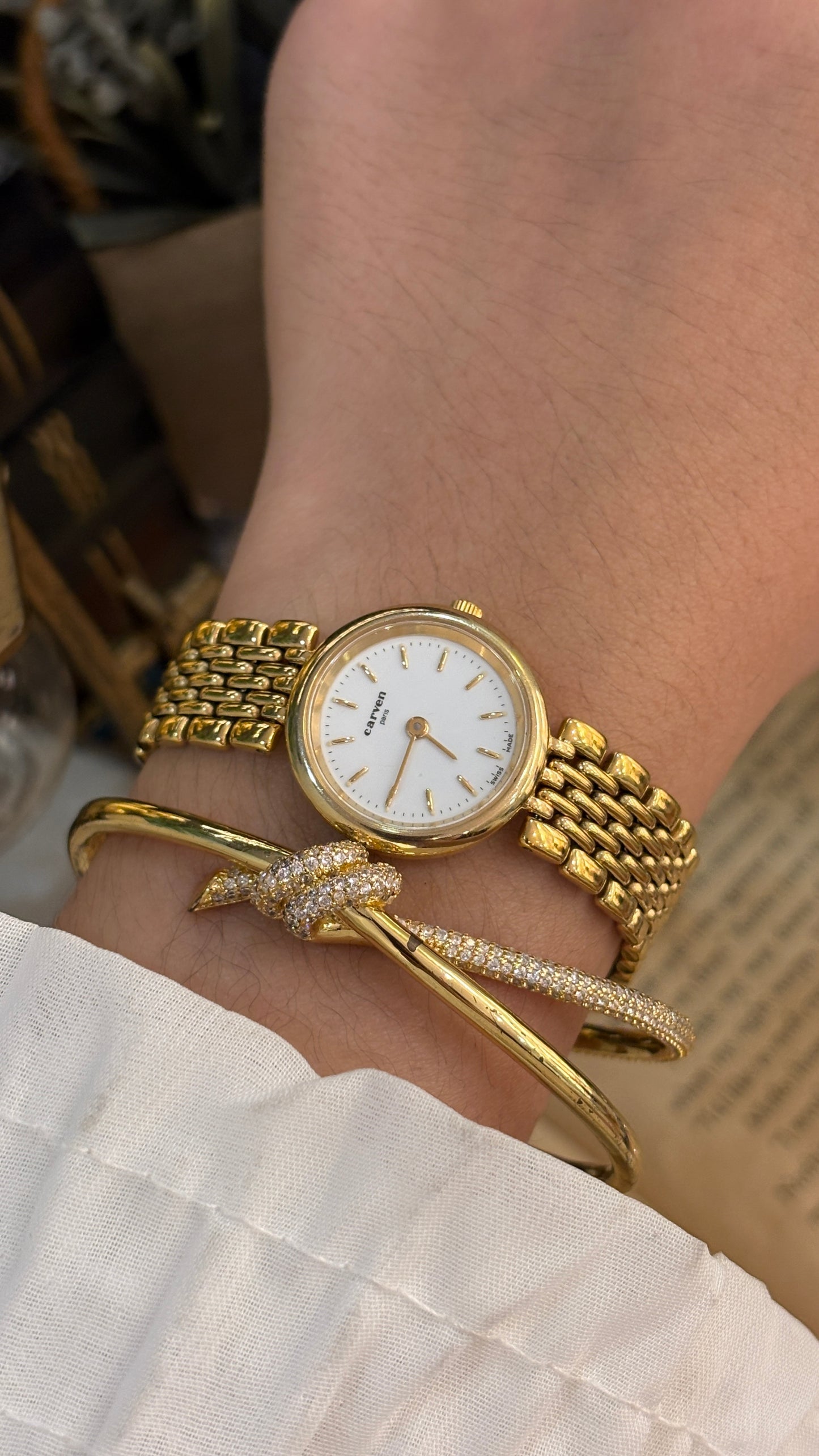 Vintage Carven Paris Swiss Minimalist Watch in Gold Tone Quartz
