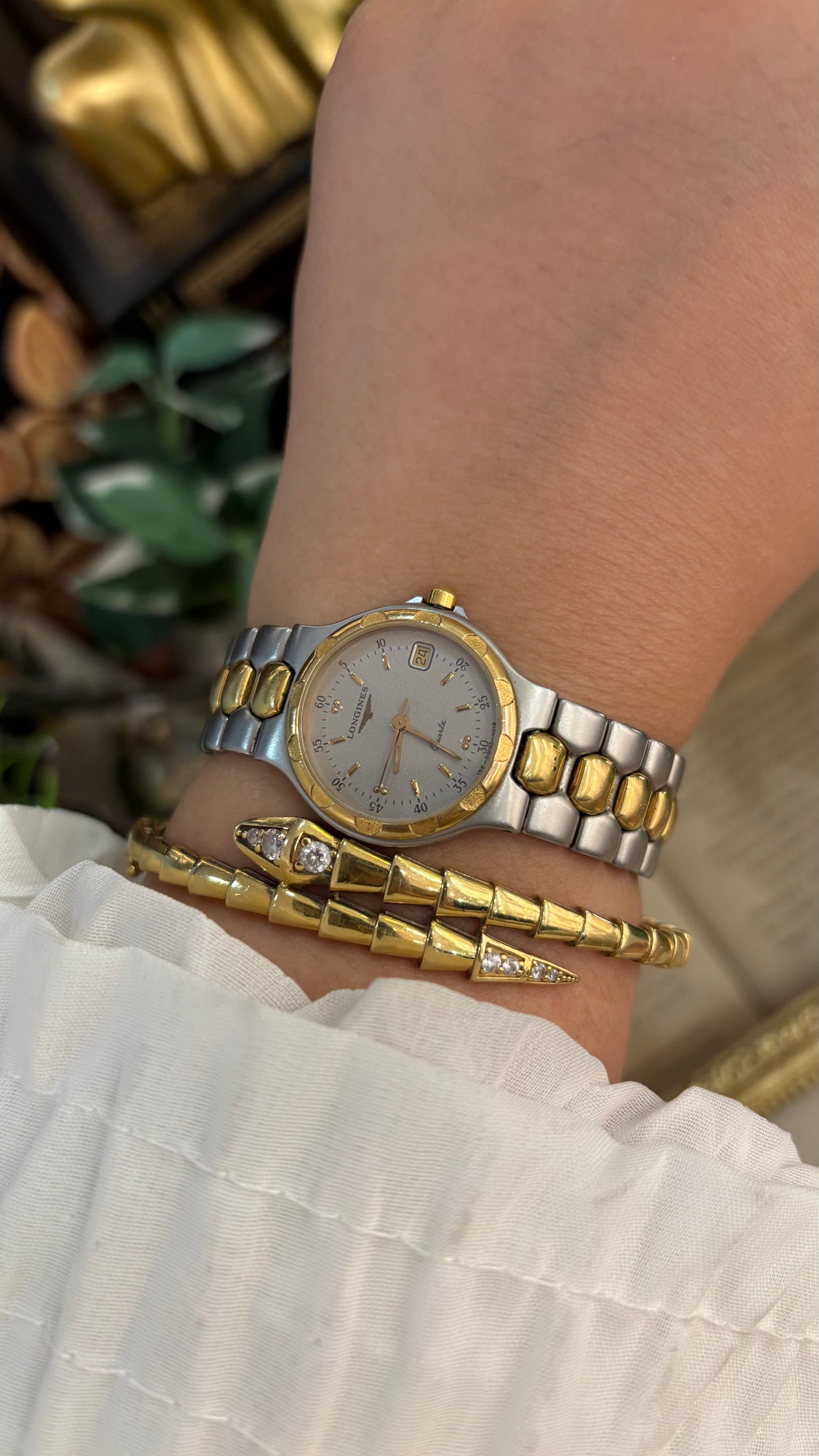 Extremely Rare Longines Conquest Swiss Sports Style Watch in Two-Tone Quartz