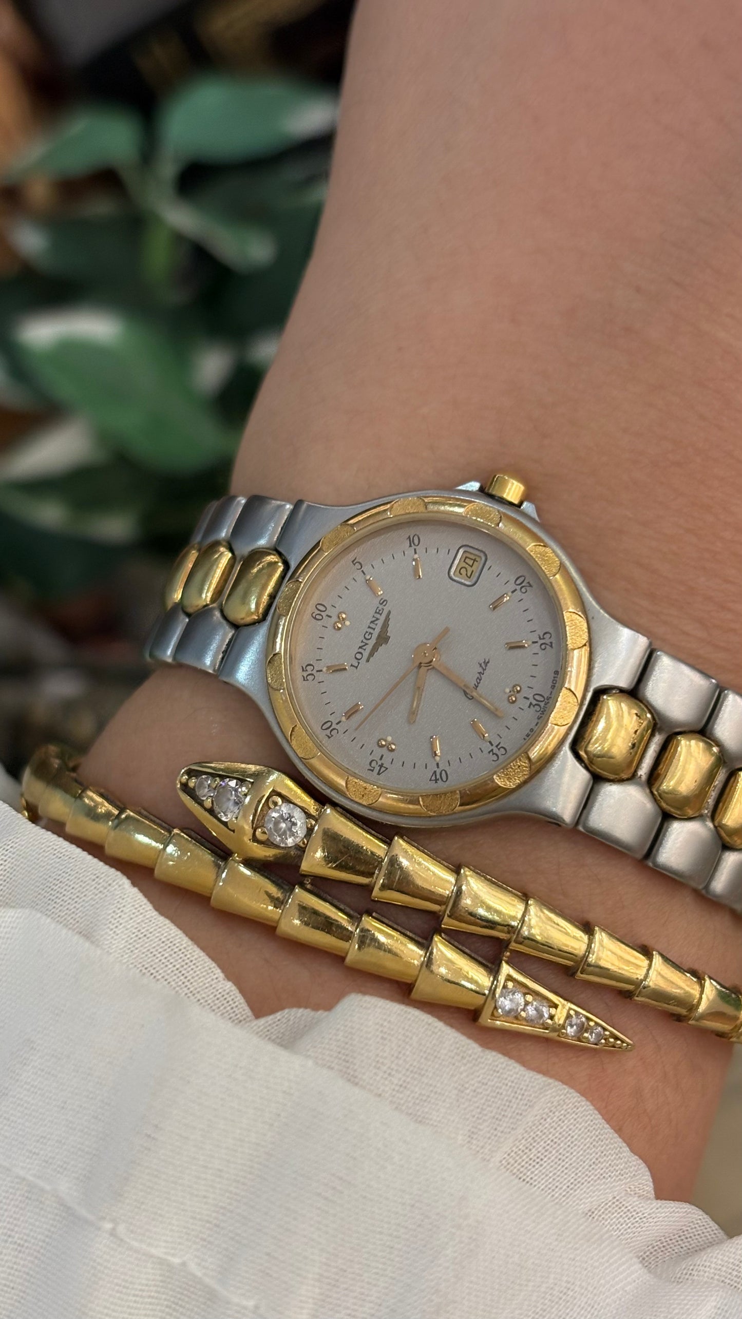 Extremely Rare Longines Conquest Swiss Sports Style Watch in Two-Tone Quartz