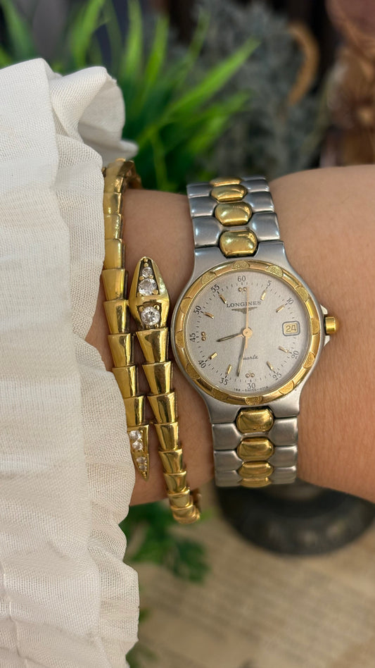 Extremely Rare Longines Conquest Swiss Sports Style Watch in Two-Tone Quartz