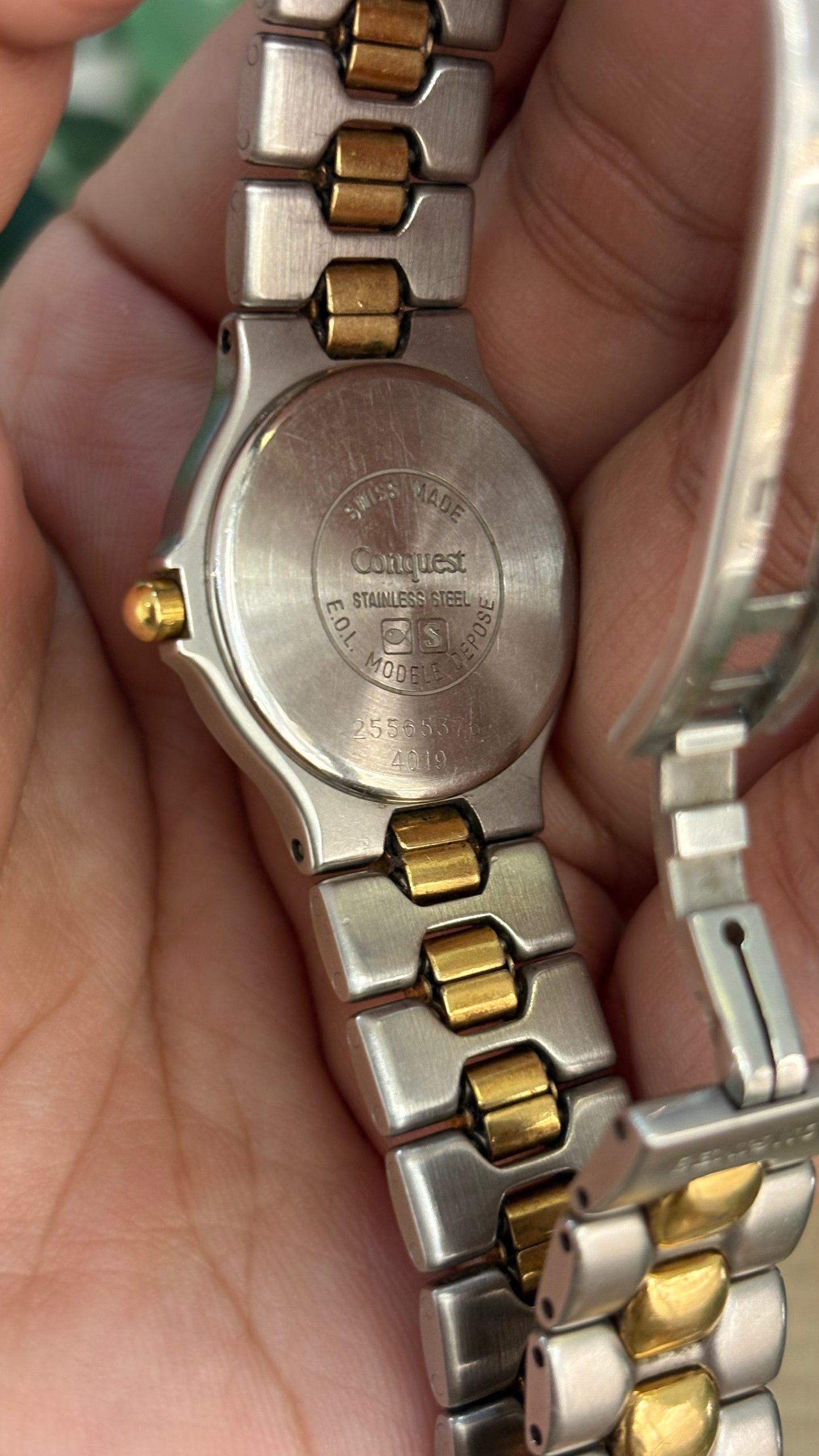 Extremely Rare Longines Conquest Swiss Sports Style Watch in Two-Tone Quartz