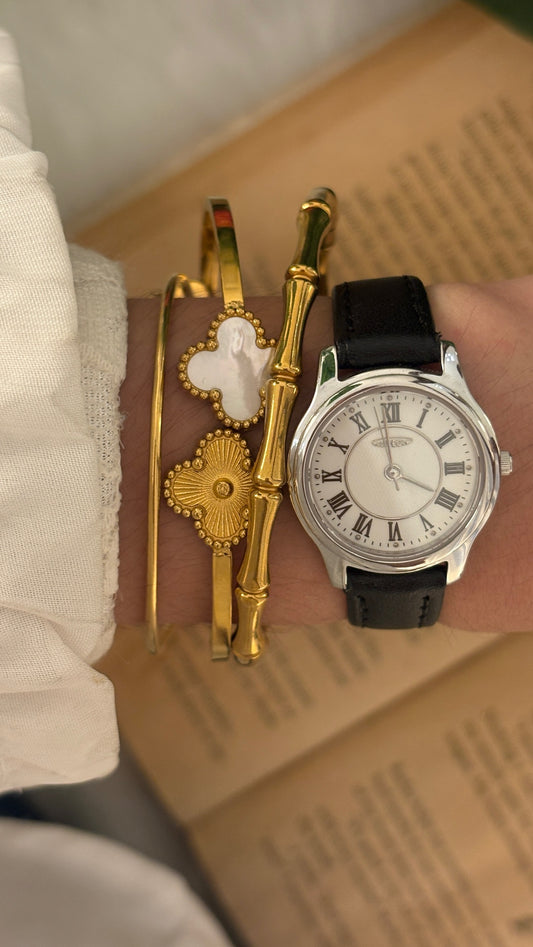 Rare Vintage Aureole Roman Dial Watch in Silver Tone Quartz