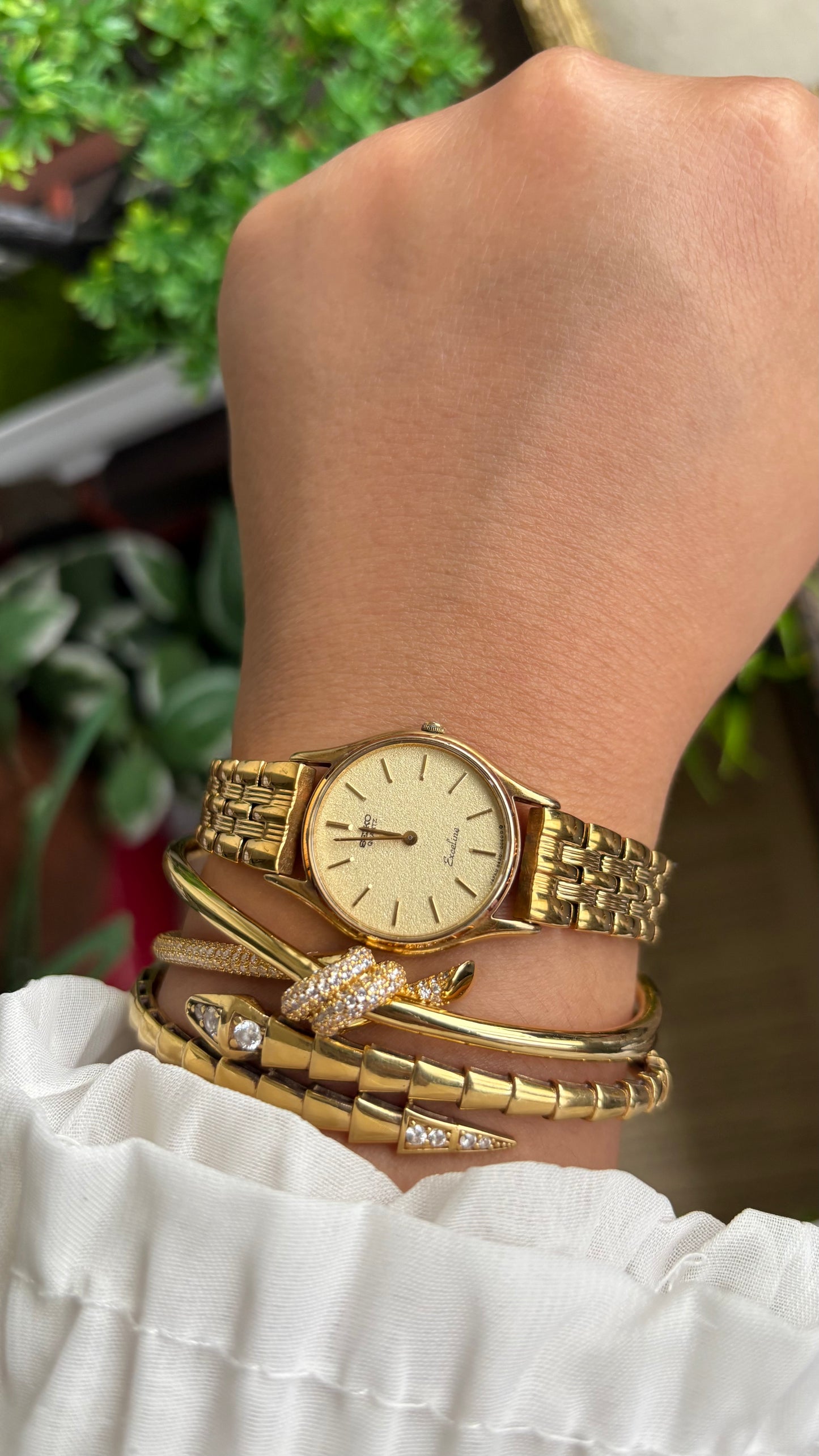 Vintage Dainty Seiko Exceline Watch in Gold Tone Rare Dial Style