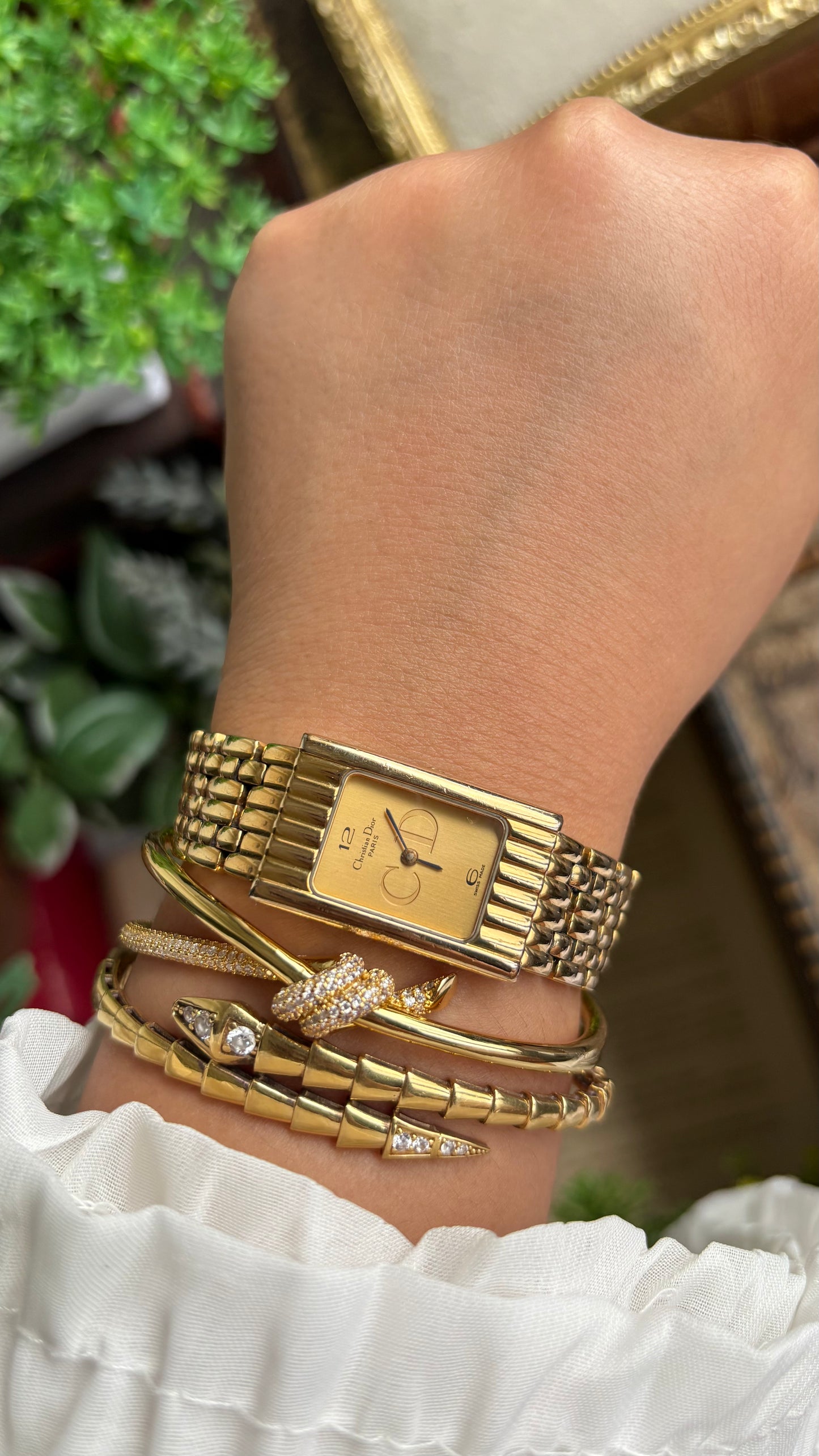 Vintage Classic Christian Dior Women’s Tank Dress Watch in Gold Tone