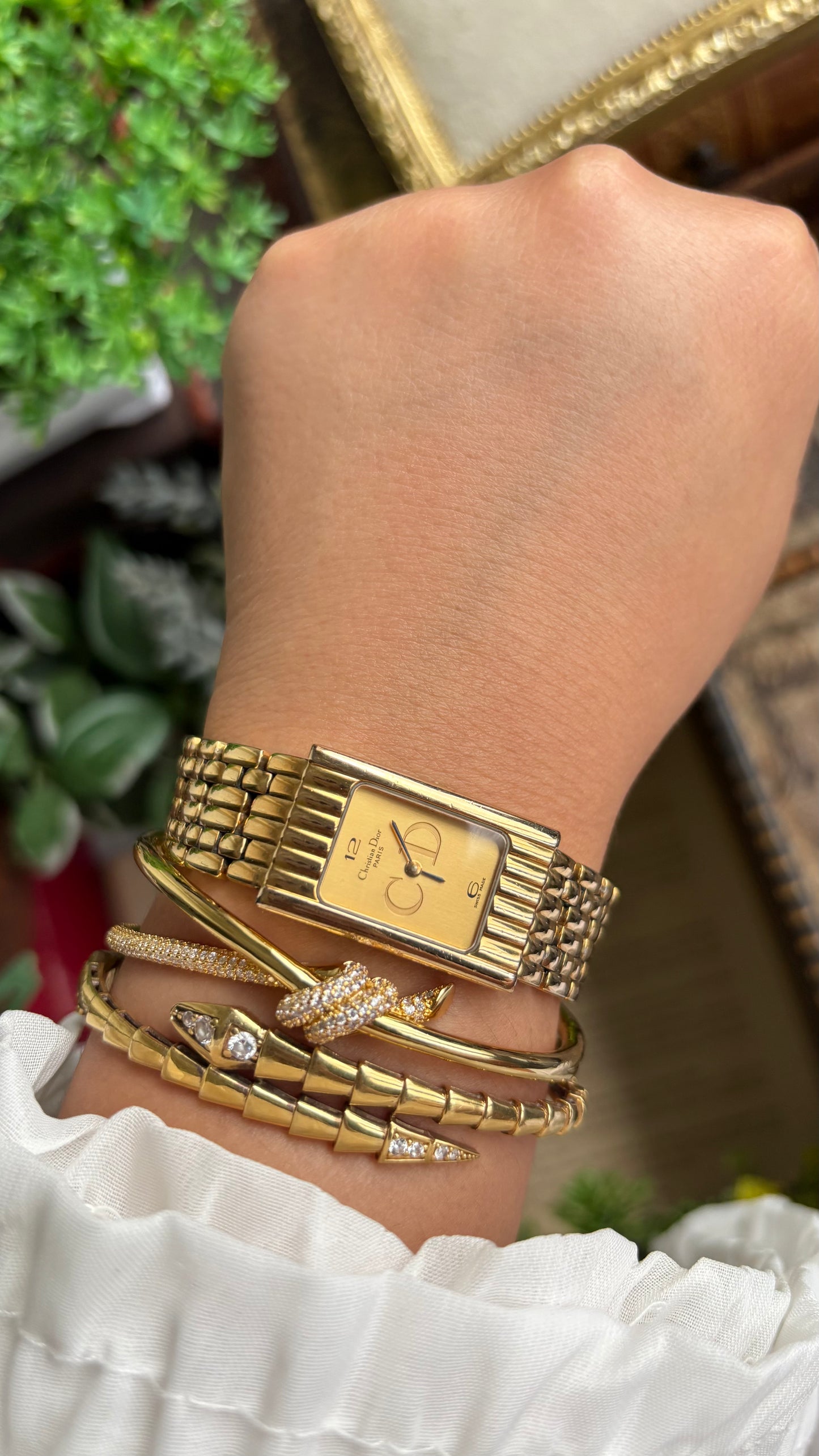 Vintage Classic Christian Dior Women’s Tank Dress Watch in Gold Tone
