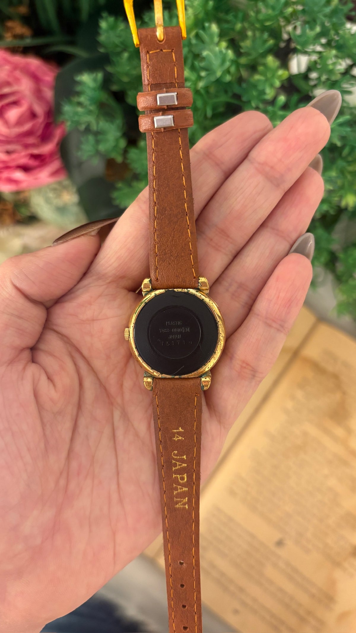 Rare Vintage Alba Seiko Mickey Mouse Watch in Gold Tone Brown Leather Quartz