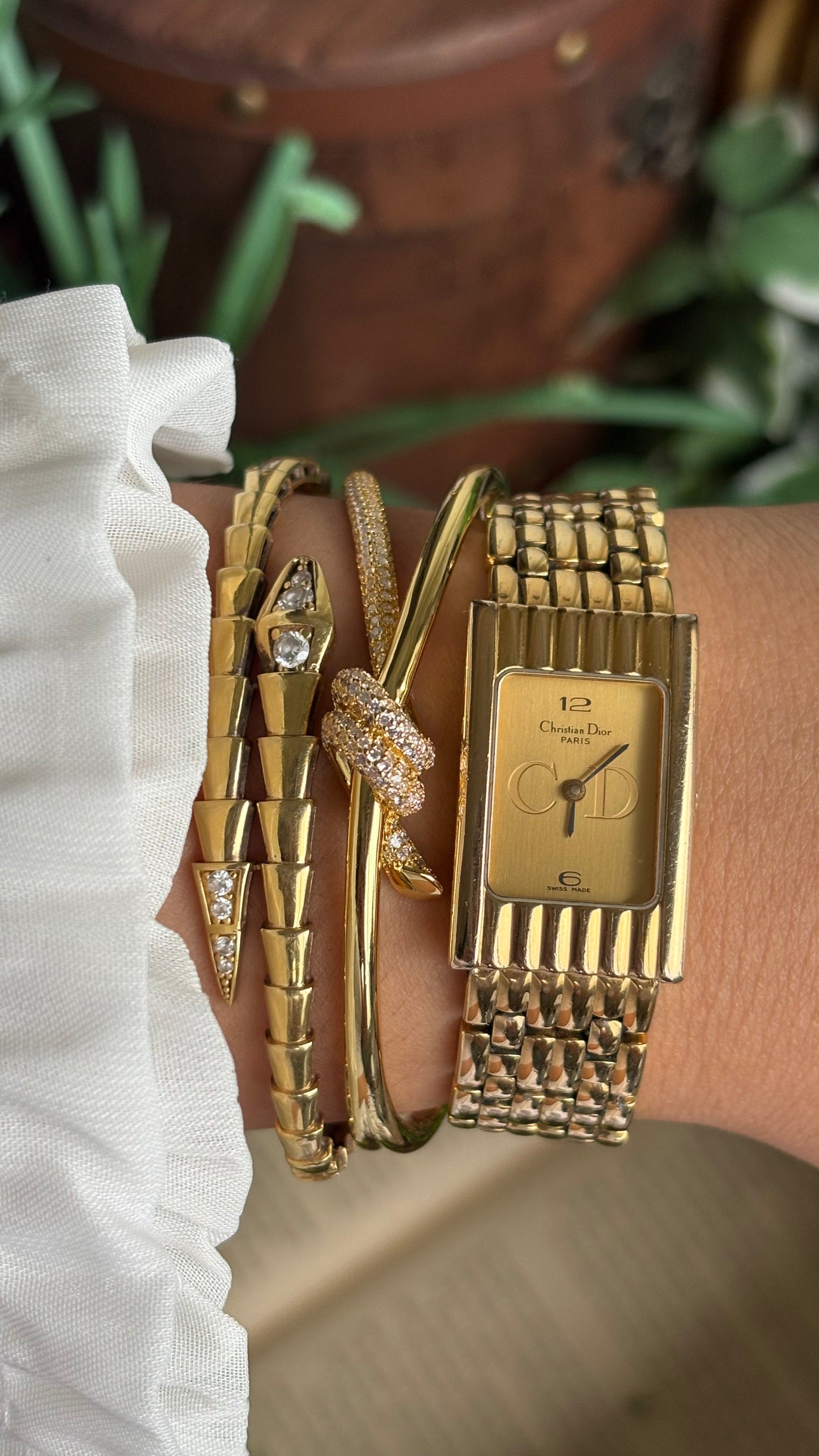 Vintage Classic Christian Dior Women’s Tank Dress Watch in Gold Tone
