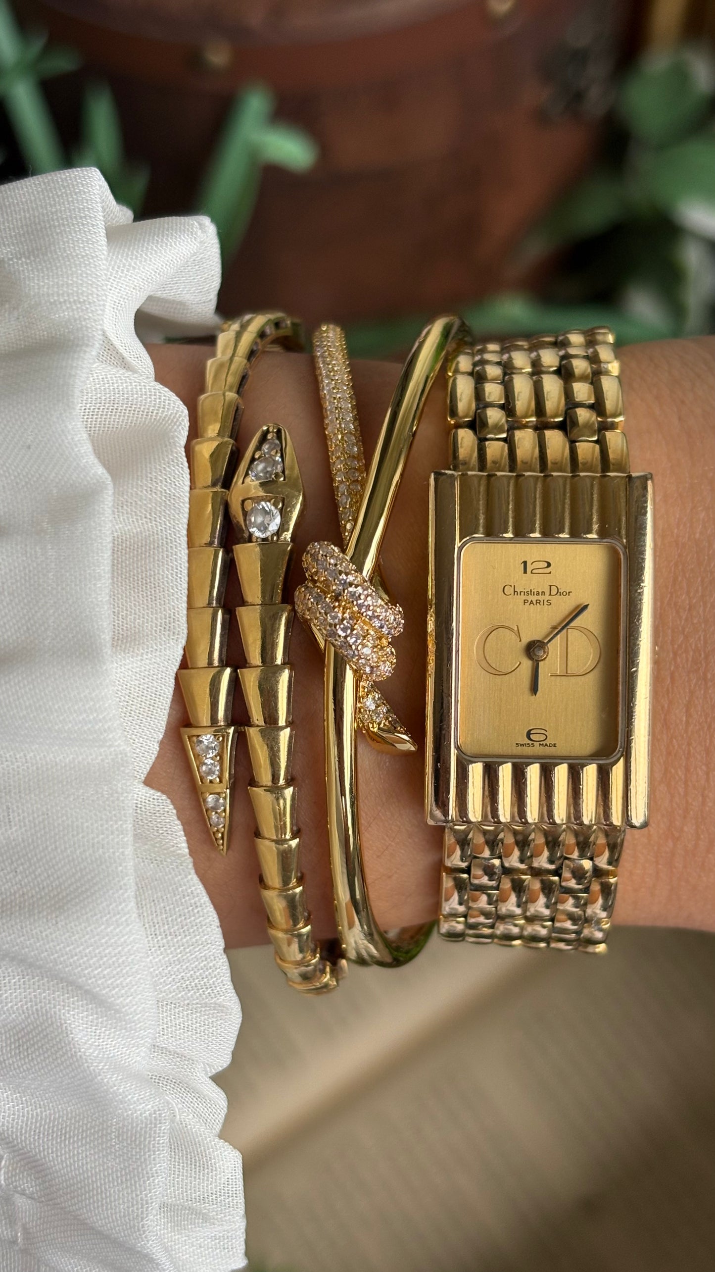 Vintage Classic Christian Dior Women’s Tank Dress Watch in Gold Tone