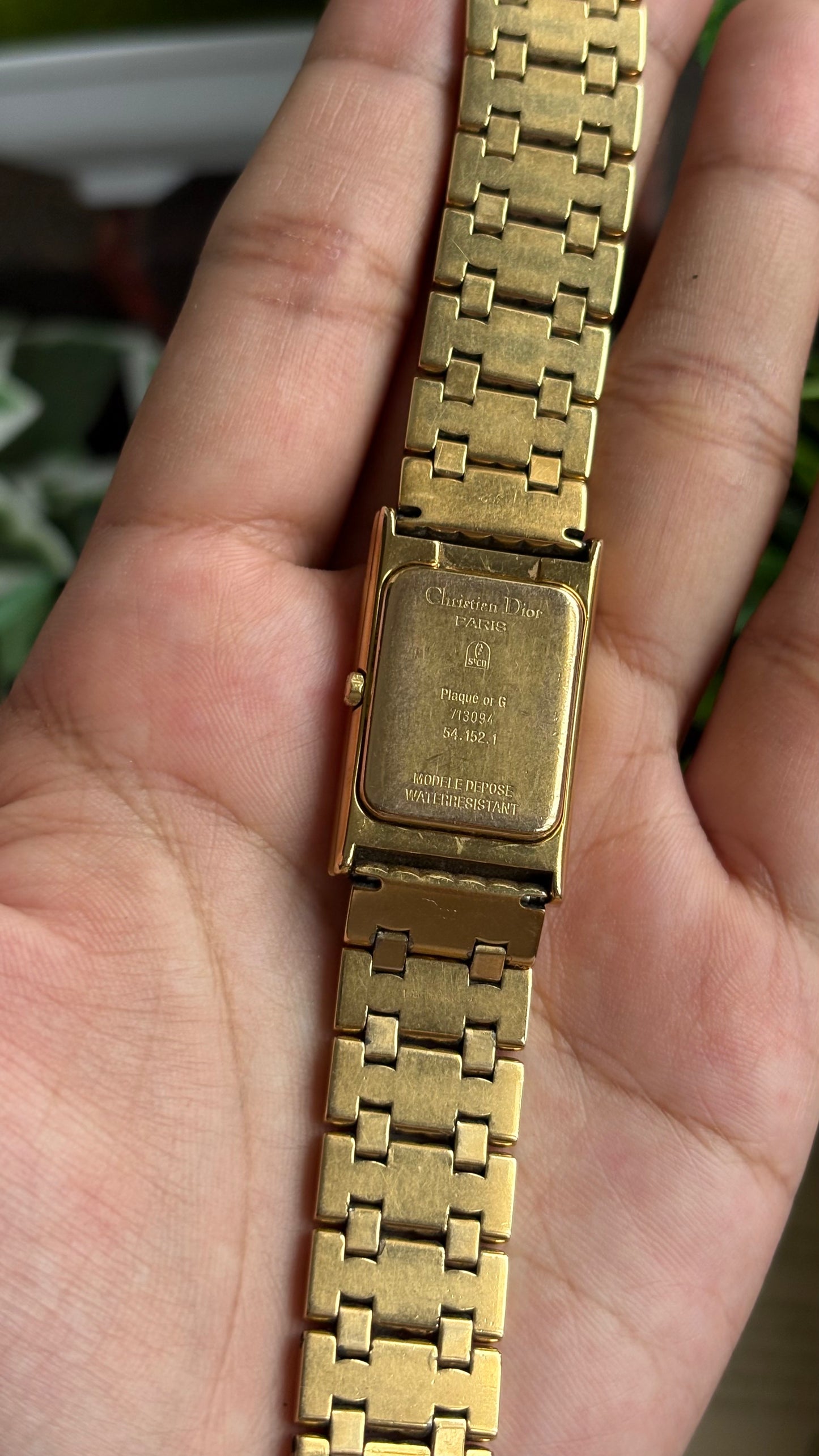 Vintage Classic Christian Dior Women’s Tank Dress Watch in Gold Tone
