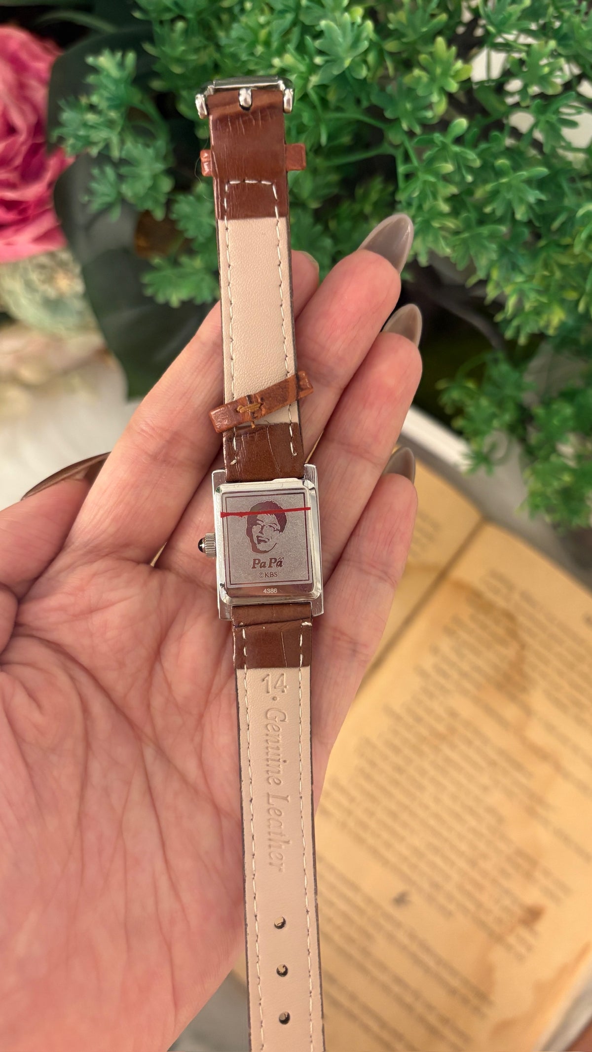 Rare Vintage Lancetti PaPa Tank Watch in Silver Tone Brown Leather Quartz