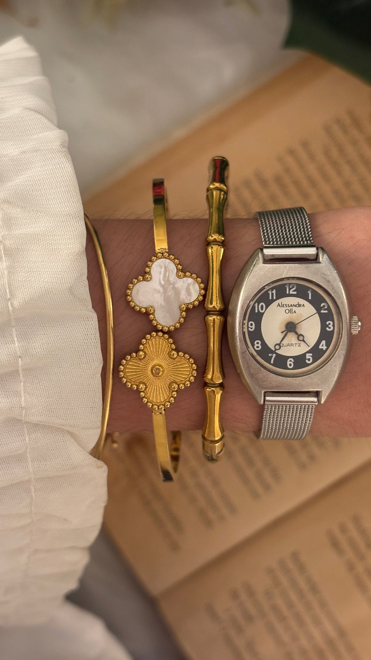 Vintage Alessandra Olla Mesh Strap Watch in Silver Tone Quartz