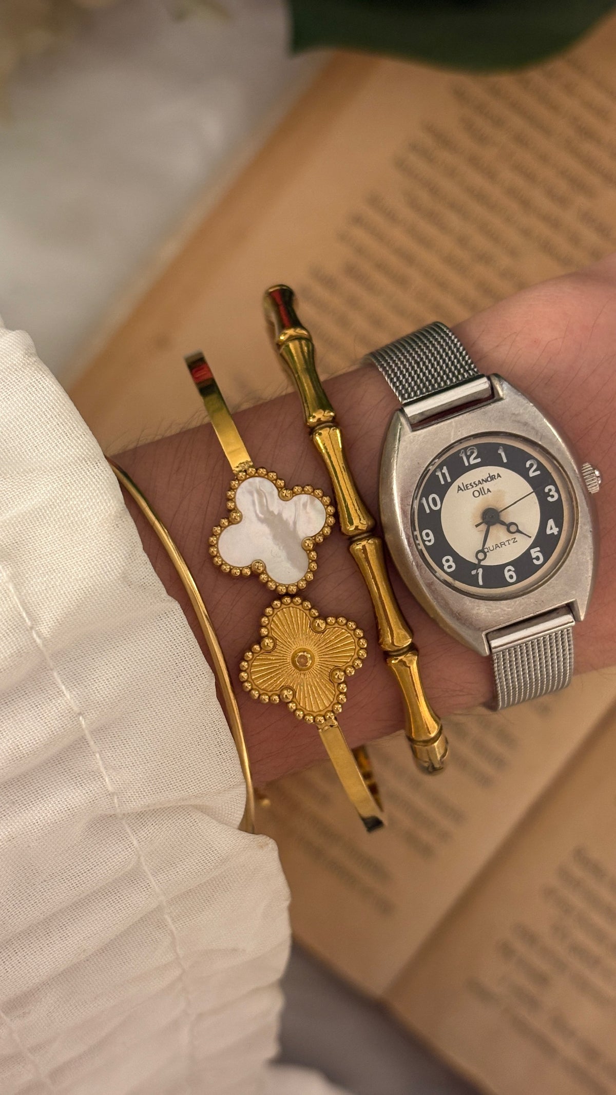 Vintage Alessandra Olla Mesh Strap Watch in Silver Tone Quartz