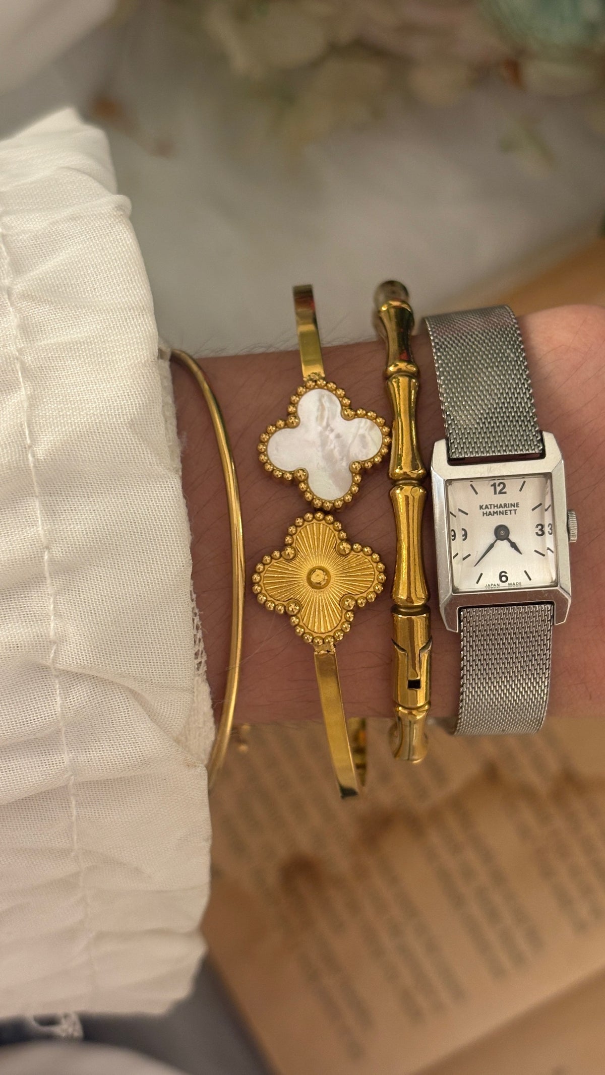 Rare Dainty Vintage Katharine Hamnett Square Dial Mesh Watch in Silver Tone Quartz