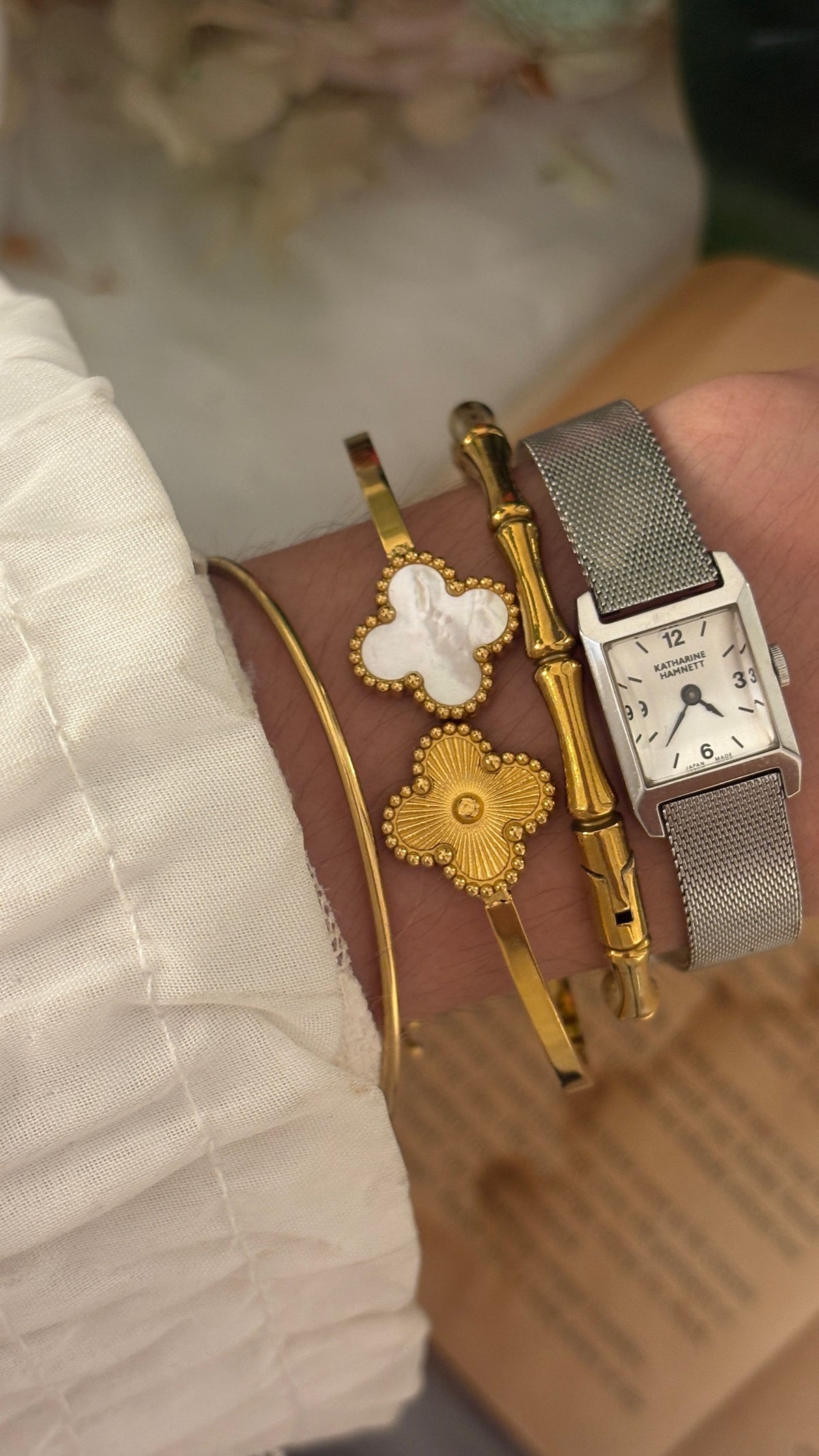 Rare Dainty Vintage Katharine Hamnett Square Dial Mesh Watch in Silver Tone Quartz