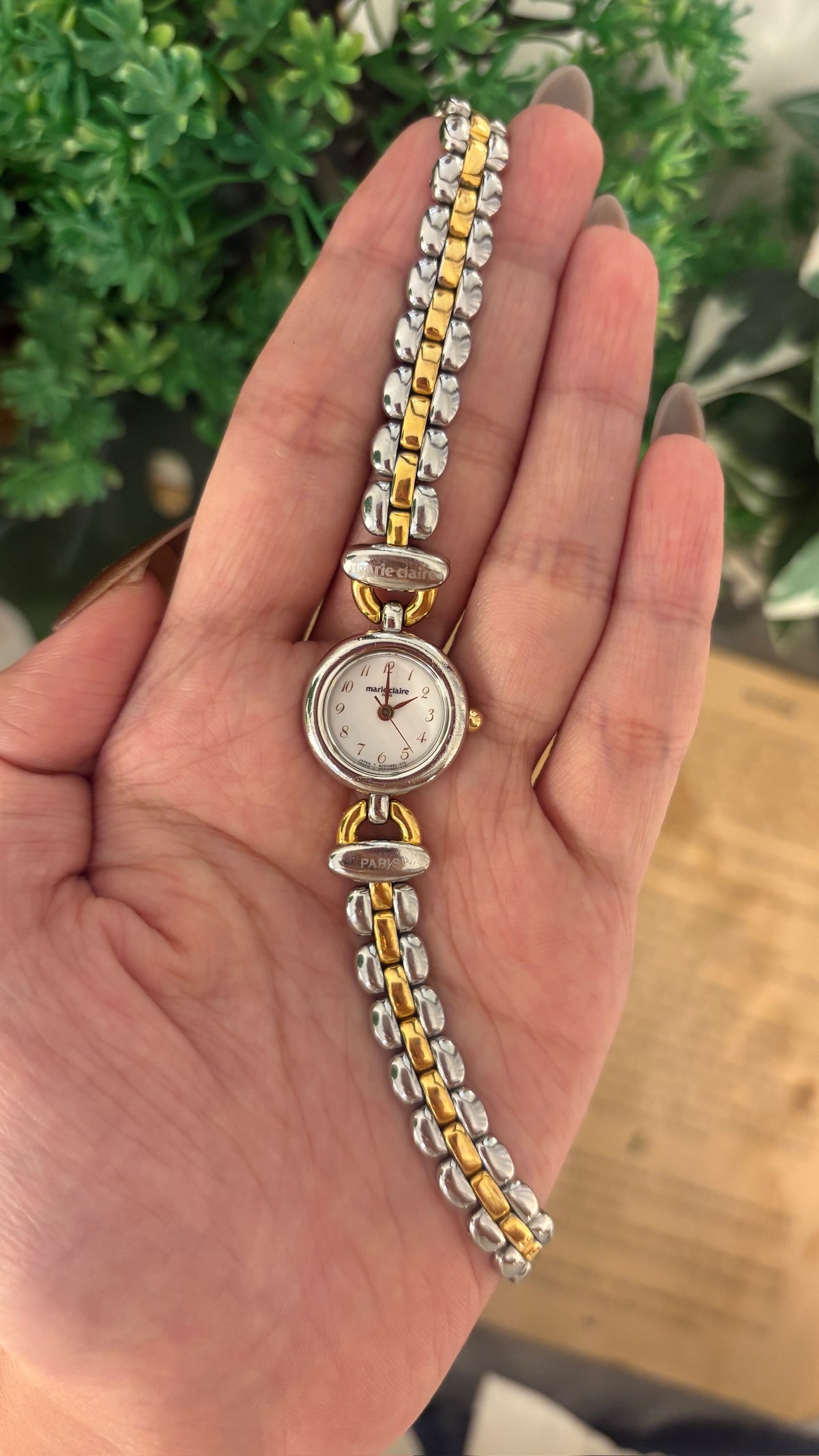 Rare Vintage Marie Claire Elegant Link Bracelet Watch in Two-Tone Quartz
