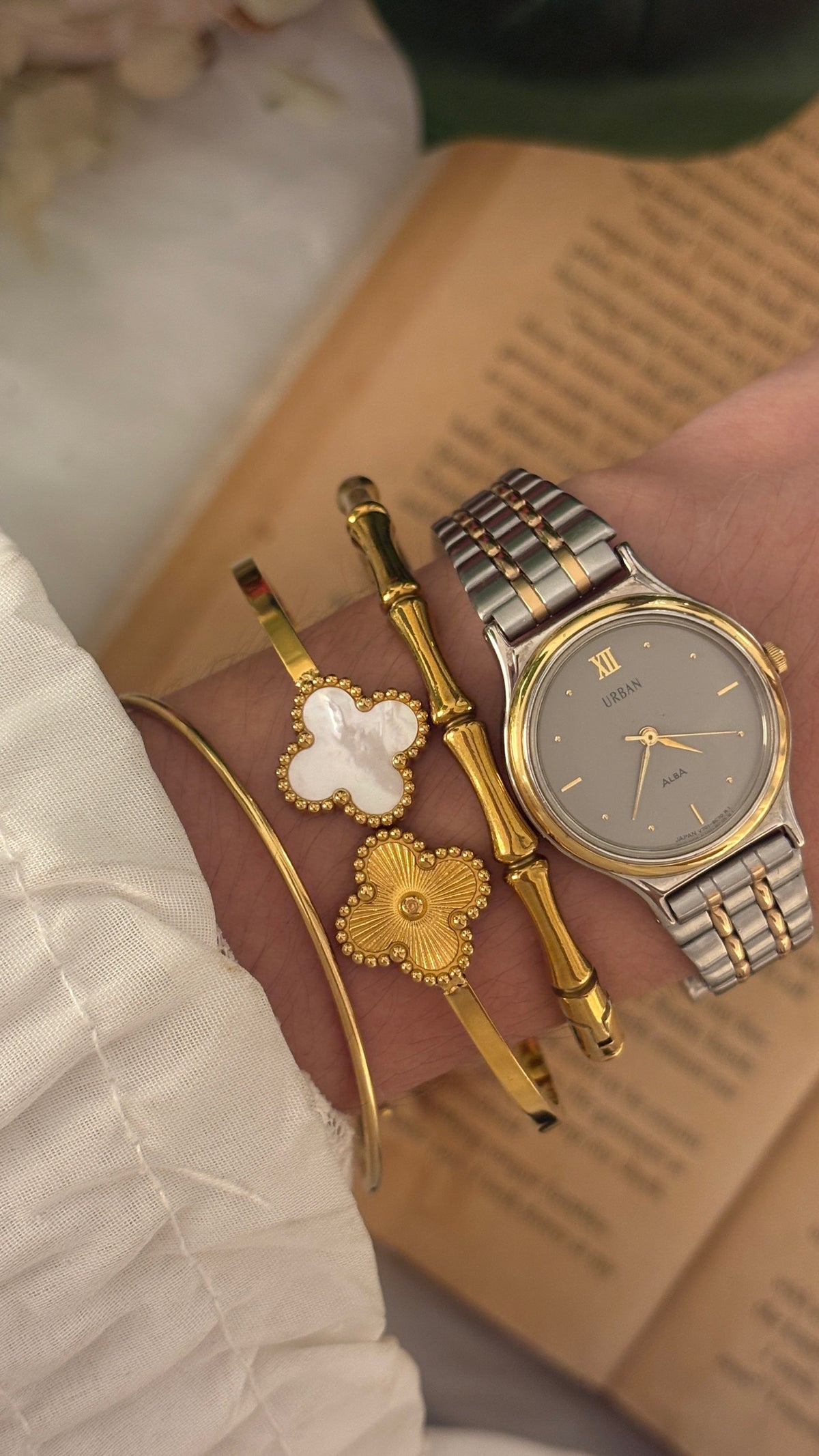 Rare Vintage Urban Alba Seiko Gray Dial Watch in Two-Tone Quartz