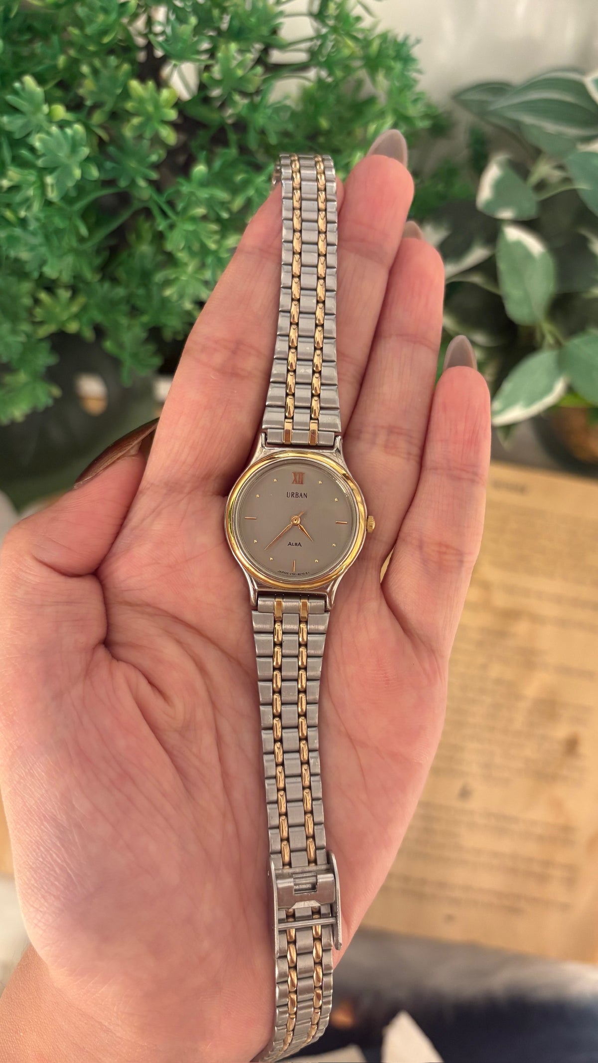Rare Vintage Urban Alba Seiko Gray Dial Watch in Two-Tone Quartz