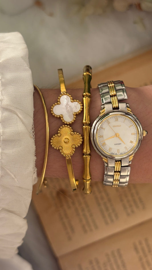 Rare Vintage Seiko Lucent Roman Dial Watch in Two-Tone Quartz