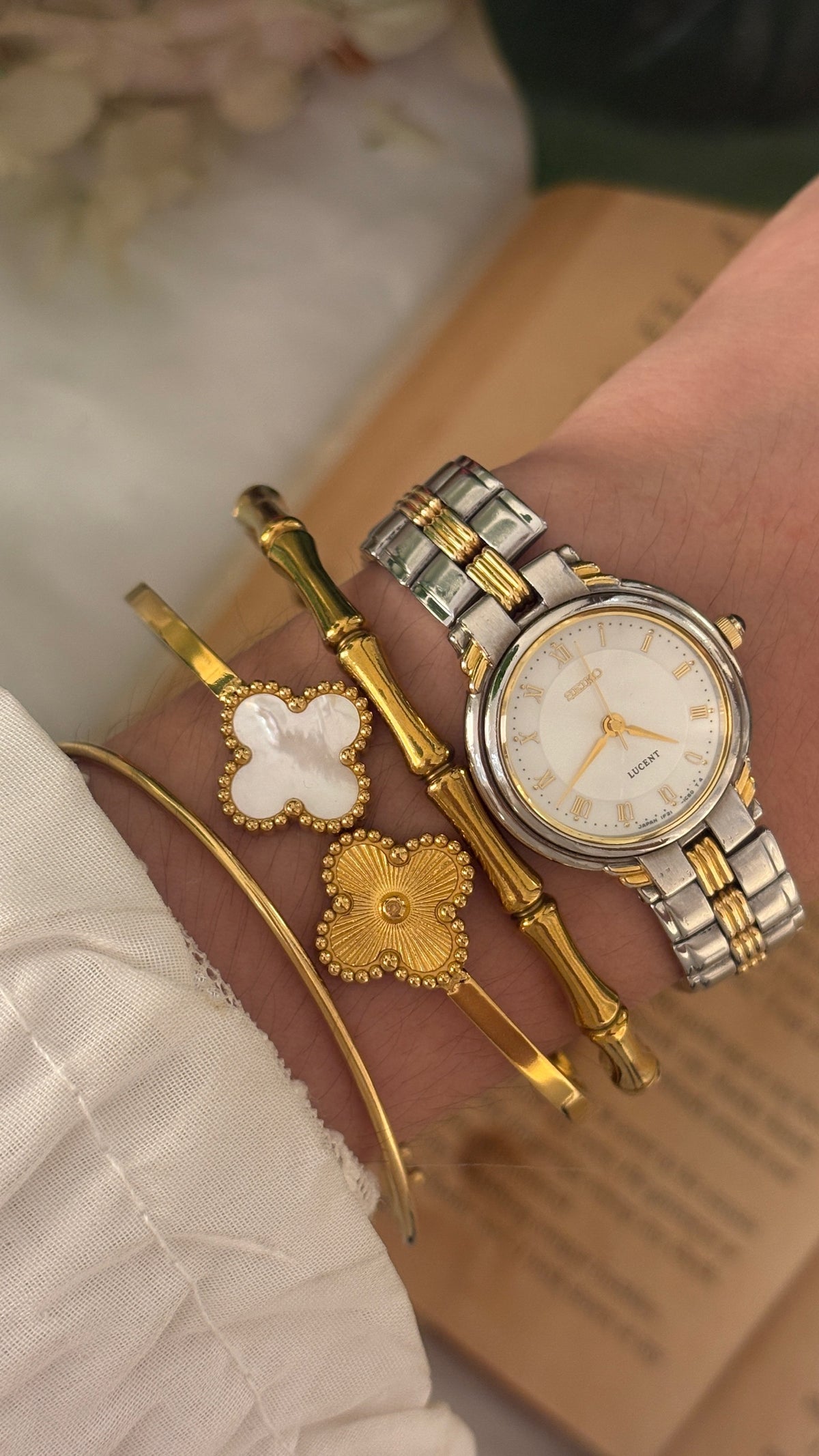Rare Vintage Seiko Lucent Roman Dial Watch in Two-Tone Quartz