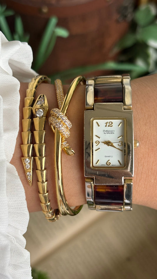 Vintage Embassy by Gruen Watch in Gold Tone Tortoise Shell Pattern