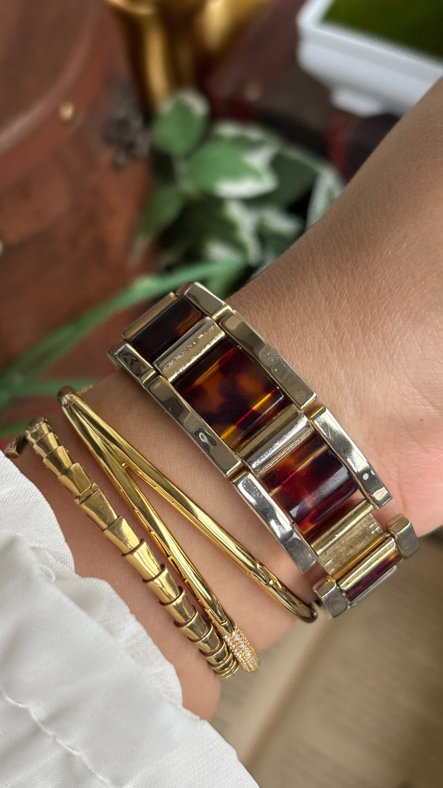 Vintage Embassy by Gruen Watch in Gold Tone Tortoise Shell Pattern