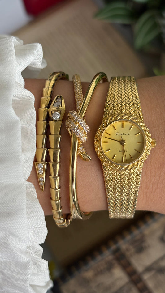 Vintage Excellent Woven Watch in Gold Tone Piaget Style