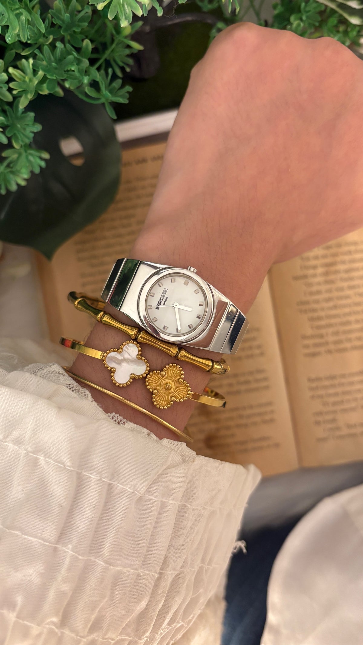 Rare Vintage Michiko Koshino London Semi-Bangle Watch in Silver Tone Quartz
