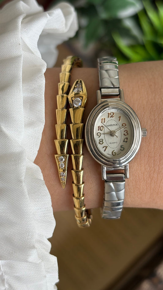 Vintage Watch-it in Silver Tone Oval Face