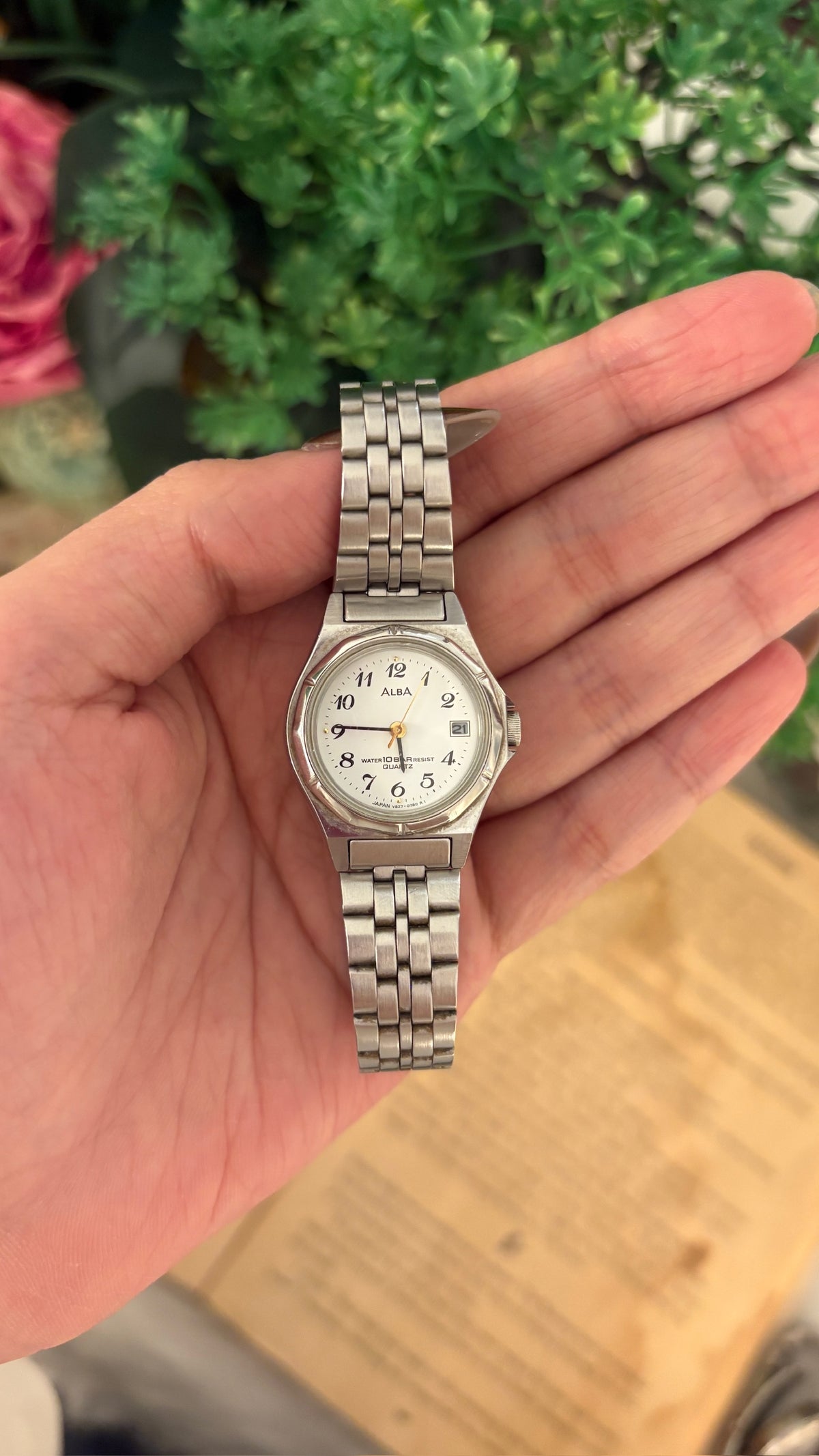 Rare Vintage Alba Seiko Date Window Classic Watch in Silver Tone Quartz