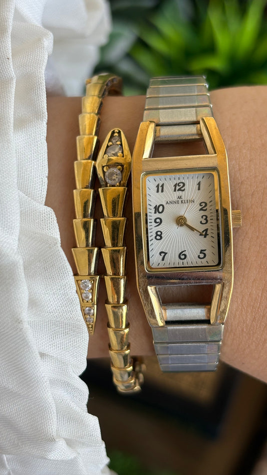 Vintage Anne Klein Watch in Two-Tone Stretch Band
