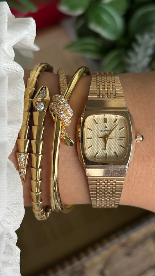 Vintage Buren Watch in Gold Tone Rare Textured Dial
