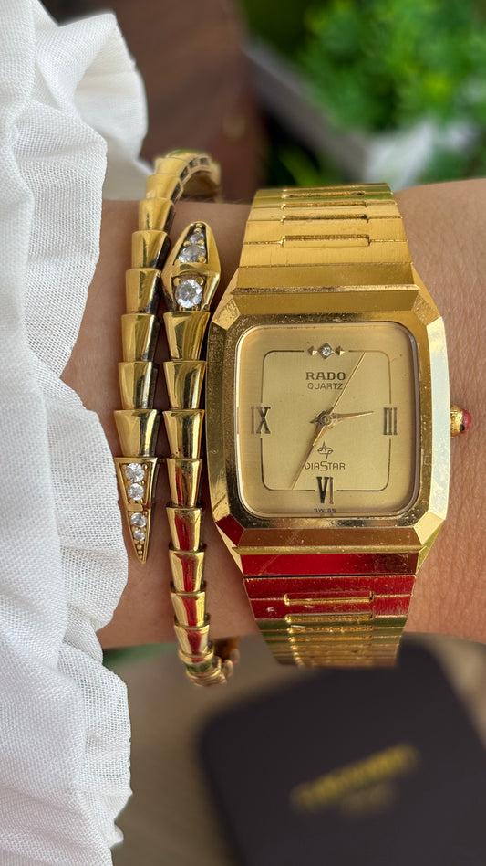 Vintage RADO Swiss Tank Watch in Gold Tone