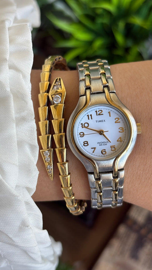 Vintage Timex Classic Indiglo Watch in Two-Tone