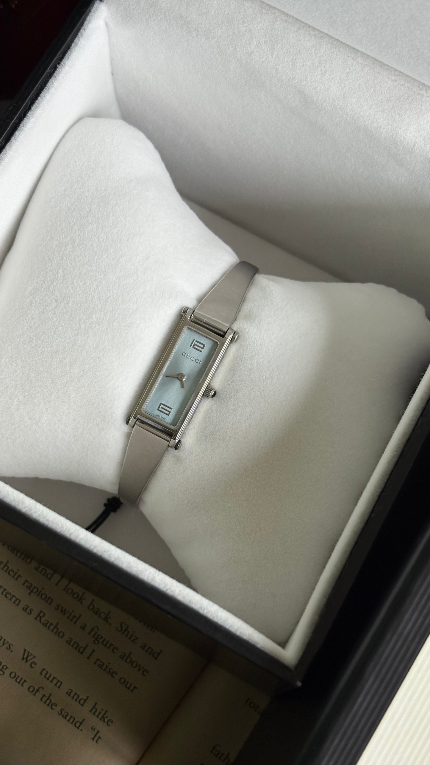 Vintage Gucci 1500L Watch in Silver Tone Baby Blue Dial with Gucci Box